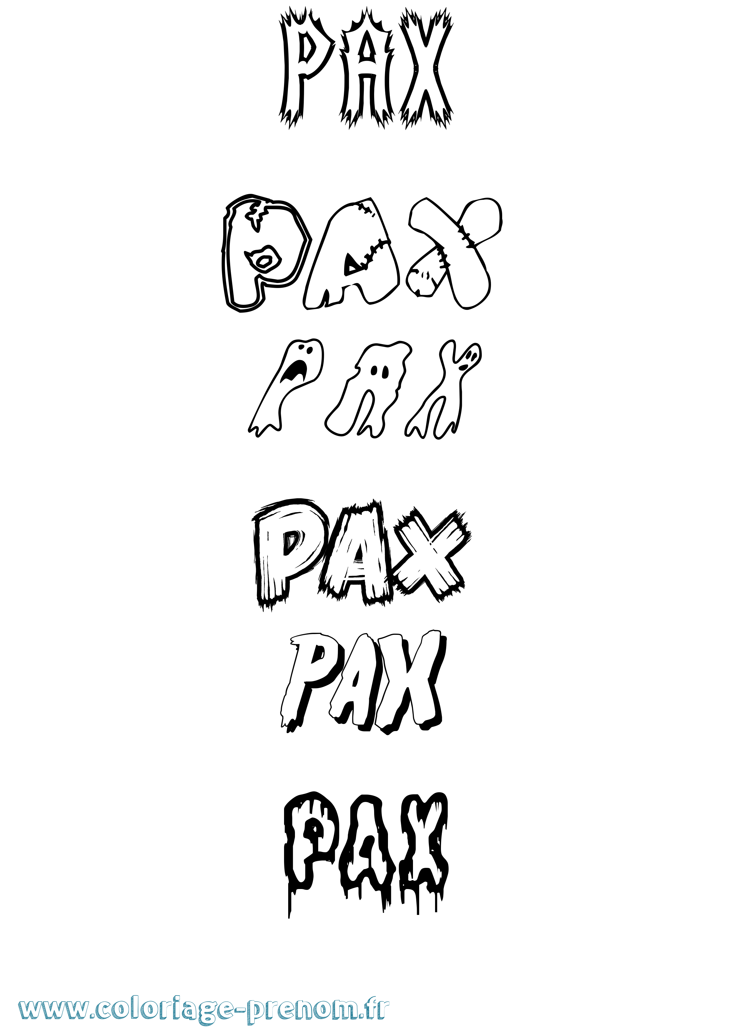 Coloriage Pax Frisson Coloriage prénom Pax Frisson