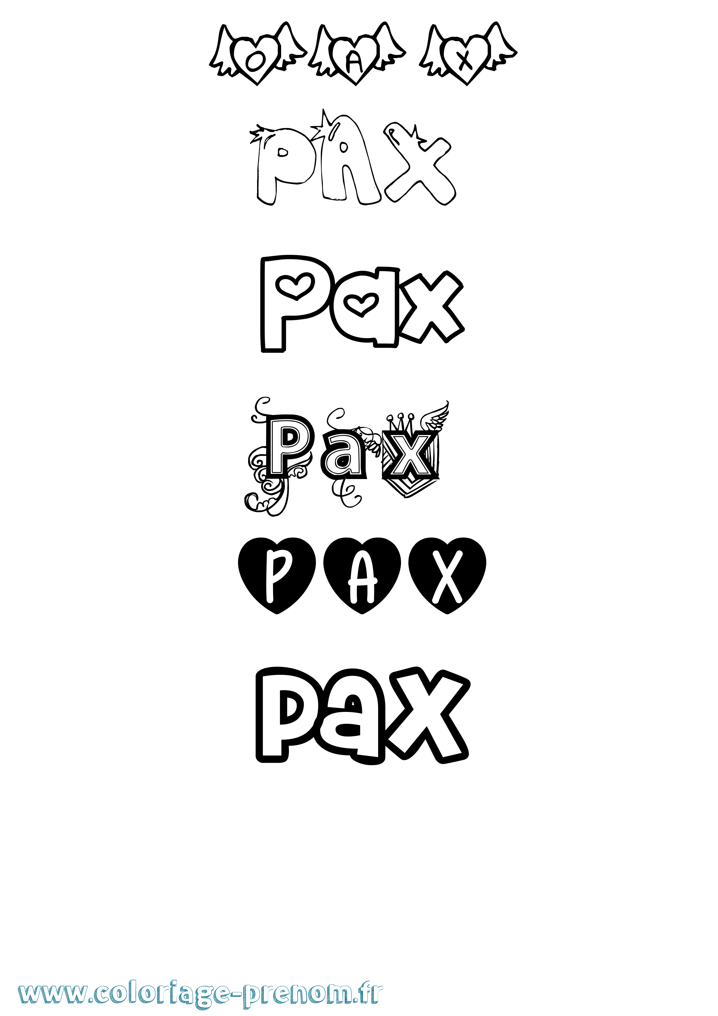 Coloriage Pax Girly Coloriage prénom Pax Girly