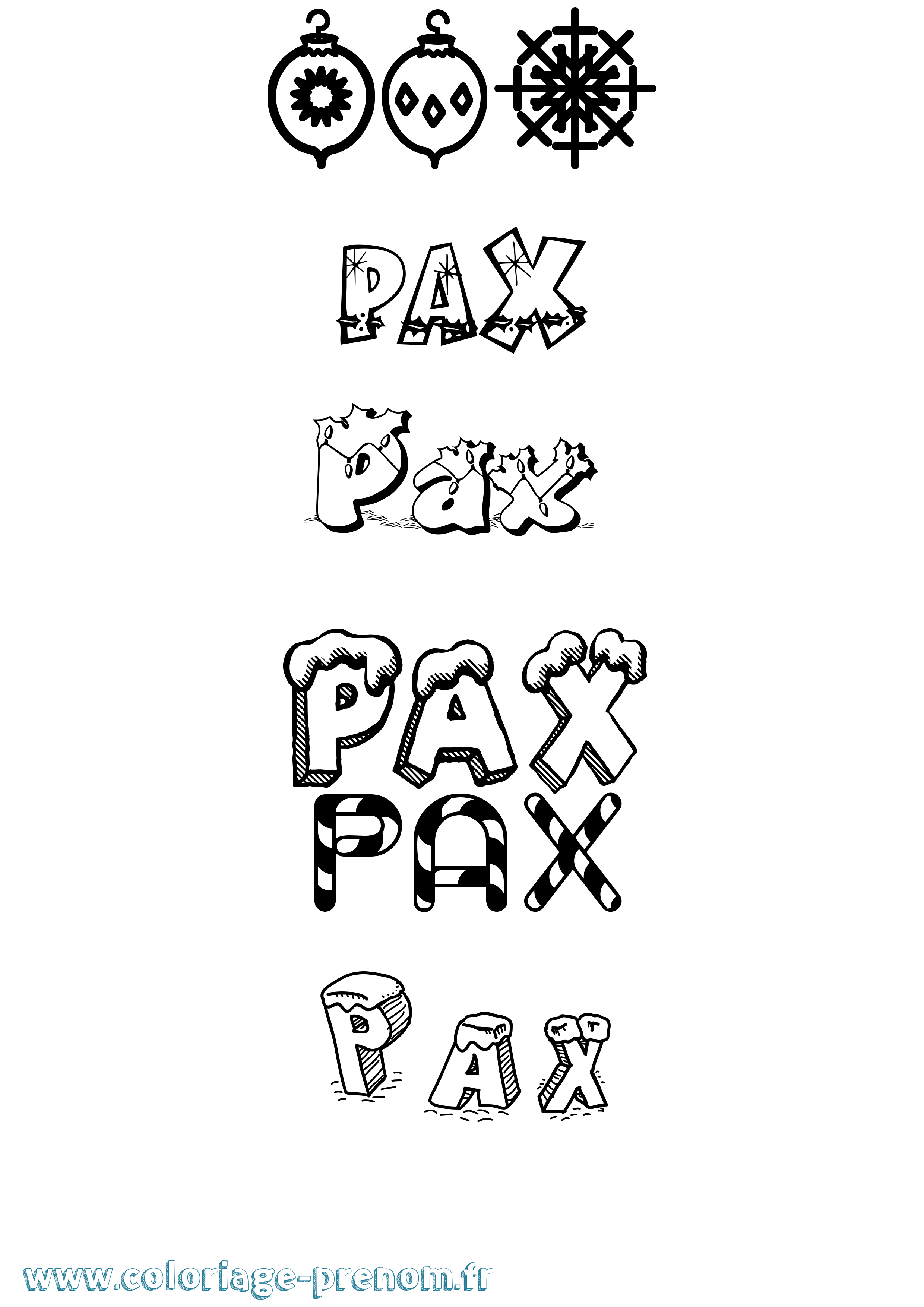 Coloriage prénom Pax Noël