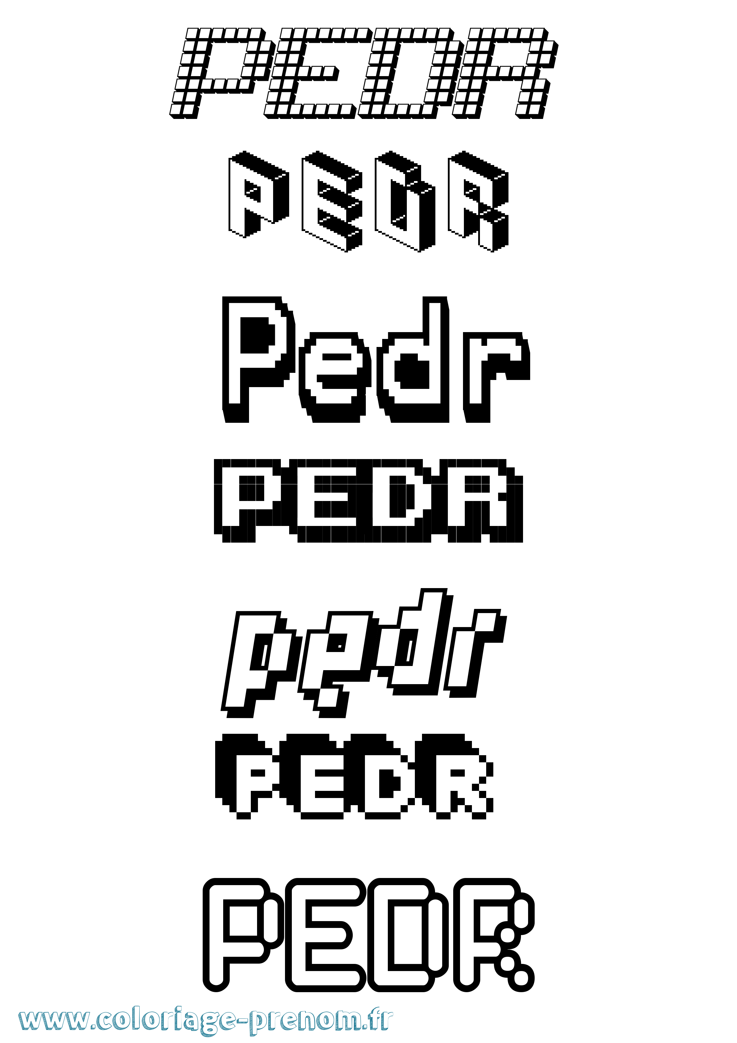 Coloriage prénom Pedr Pixel