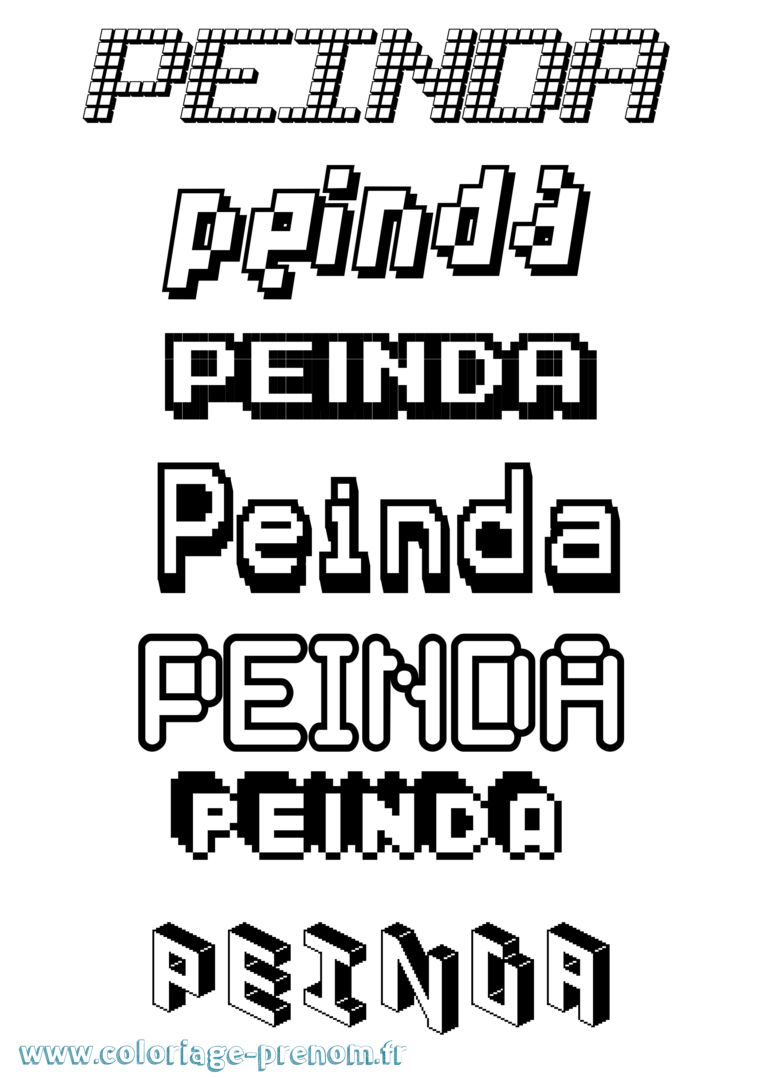 Coloriage prénom Peinda Pixel