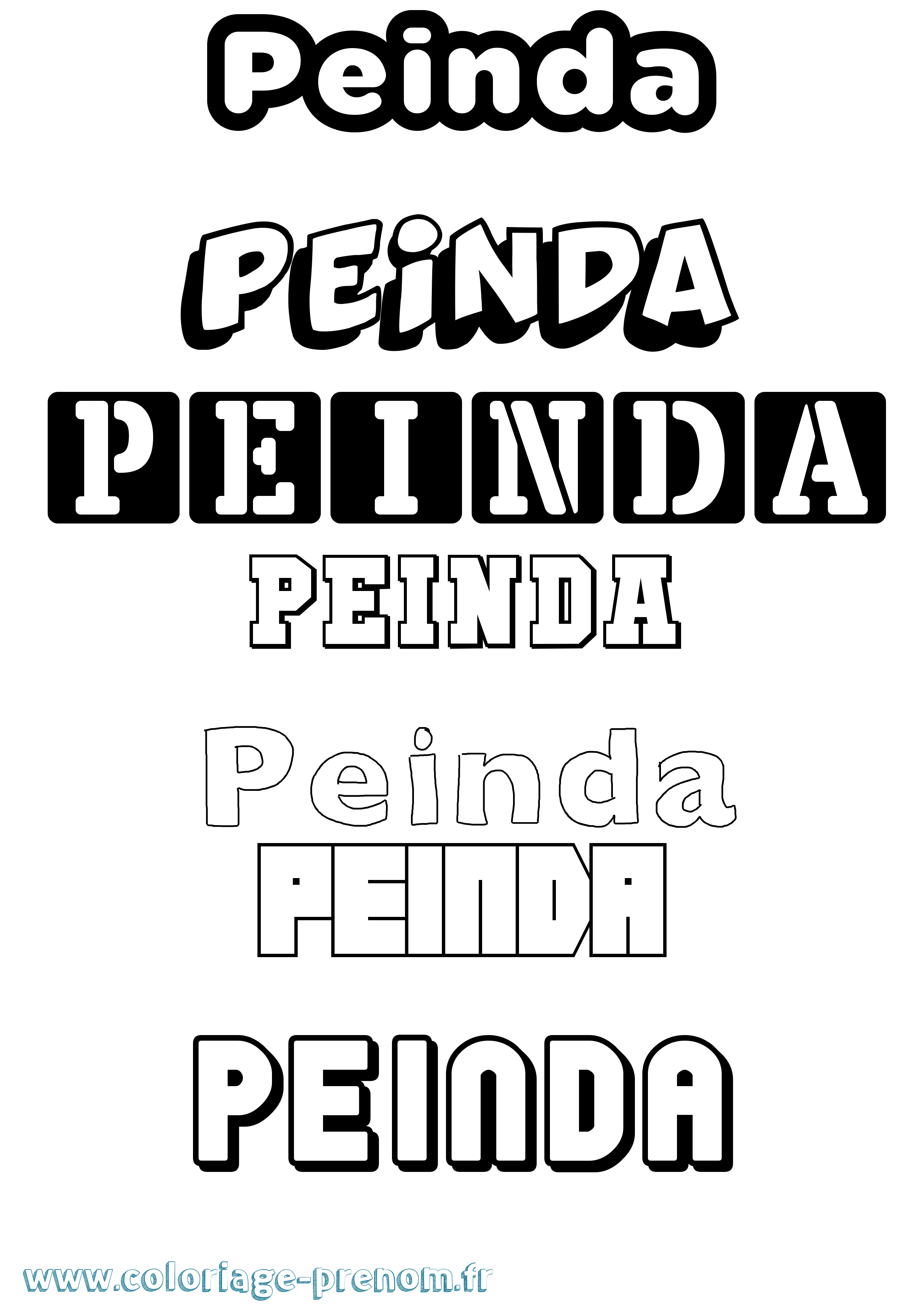 Coloriage prénom Peinda Simple