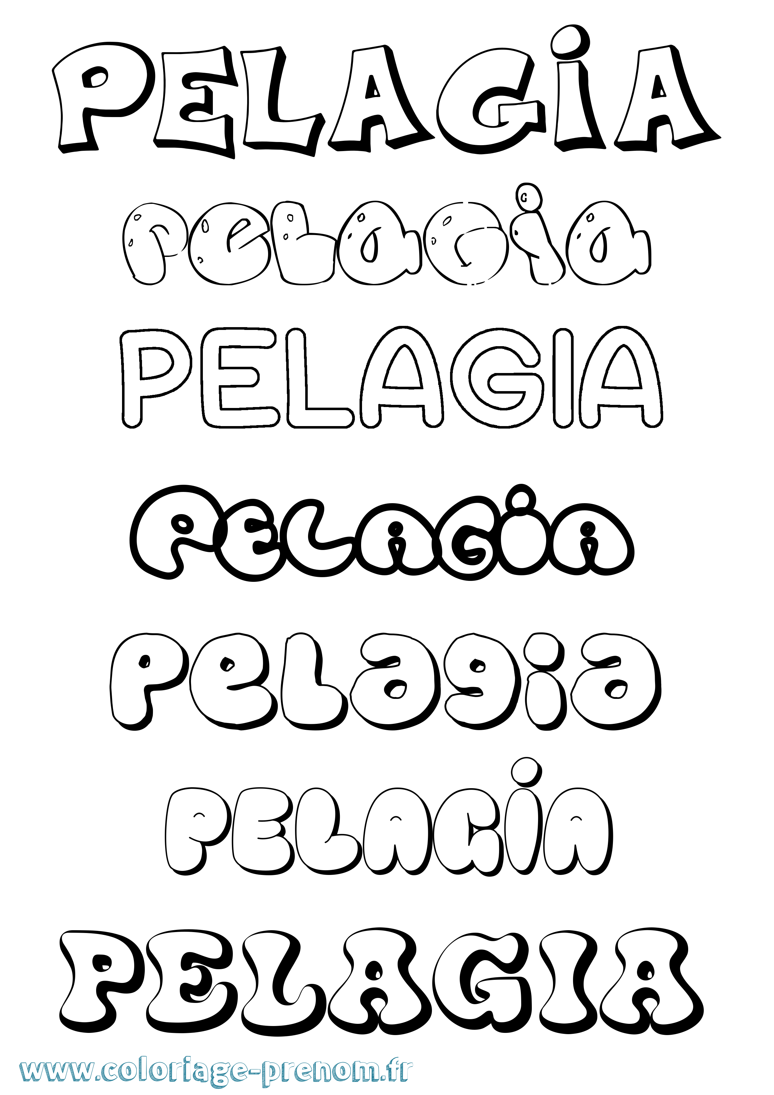 Coloriage Pelagia Bubble Coloriage prénom Pelagia Bubble