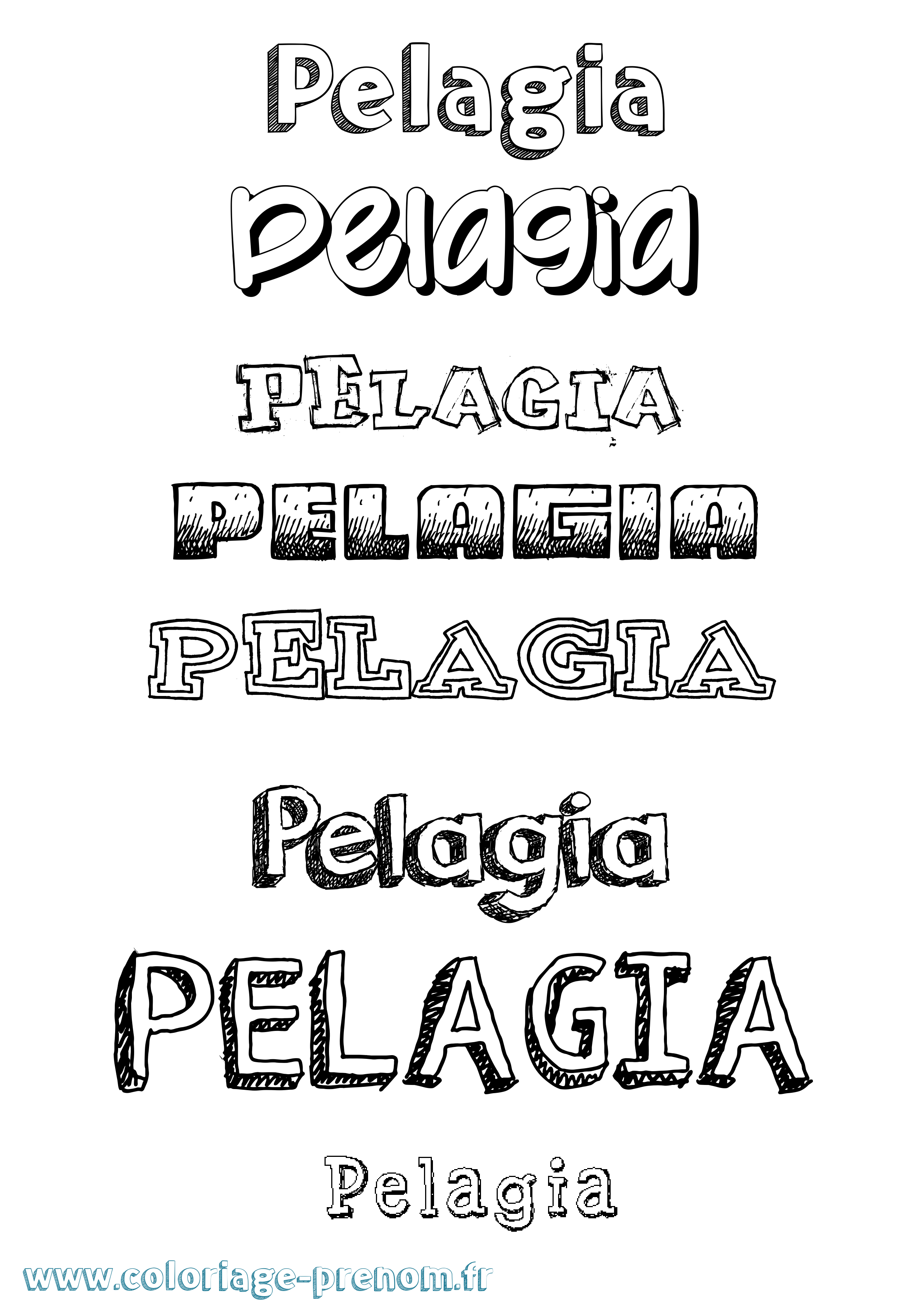 Coloriage Pelagia Dessiné Coloriage prénom Pelagia Dessiné