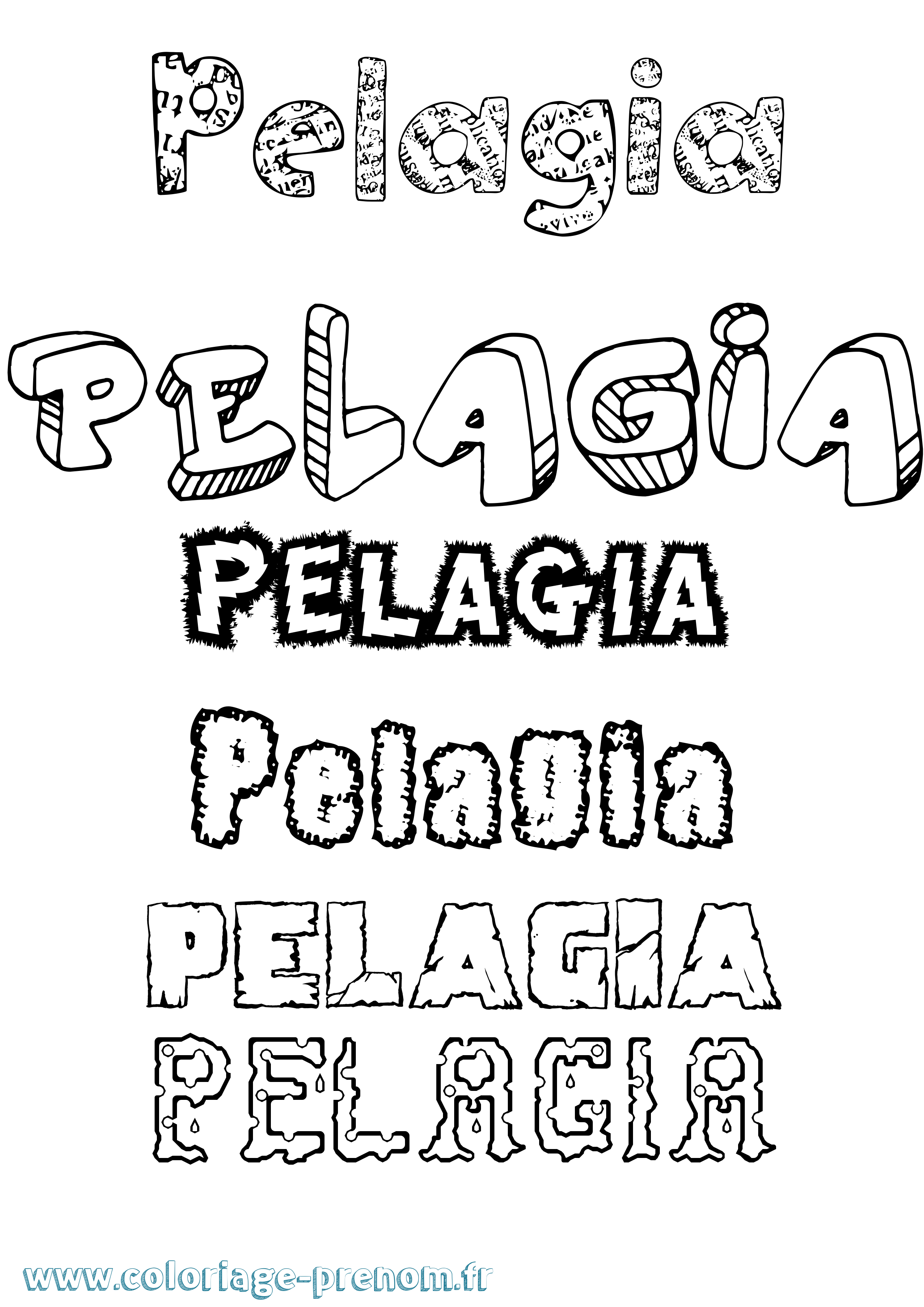 Coloriage prénom Pelagia Destructuré
