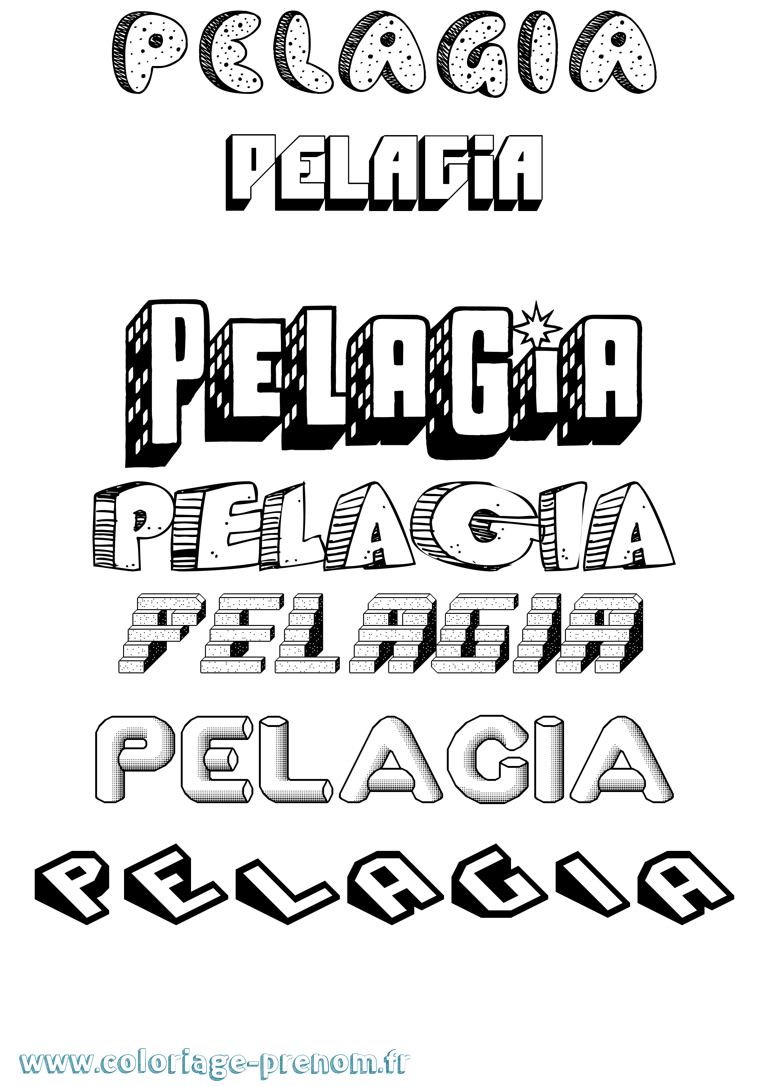 Coloriage Pelagia Effet 3D Coloriage prénom Pelagia Effet 3D