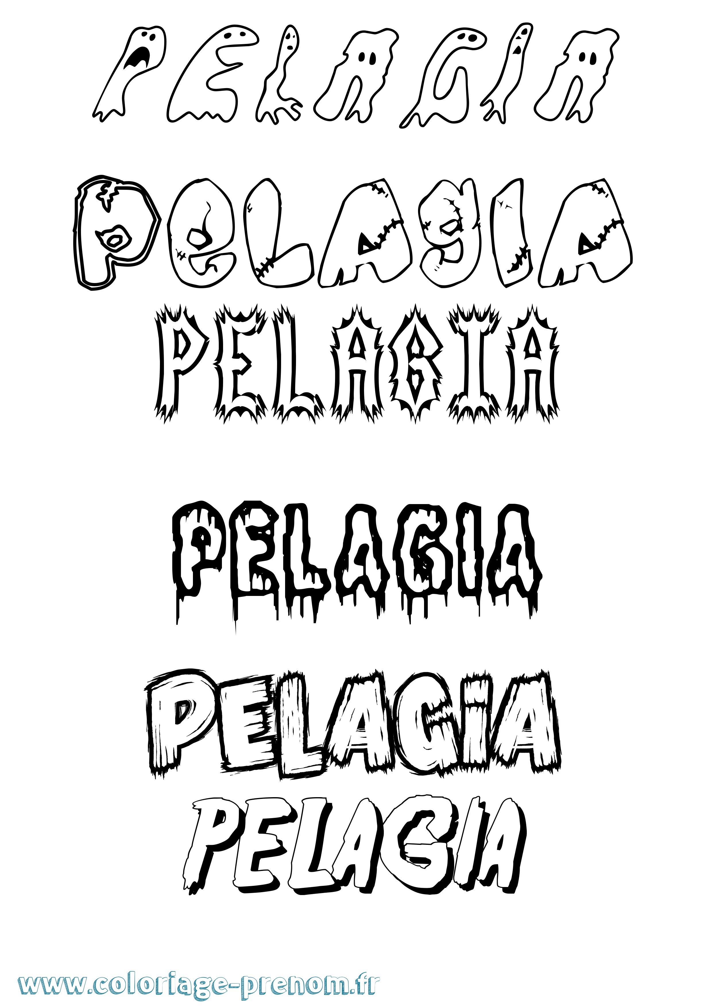 Coloriage prénom Pelagia Frisson