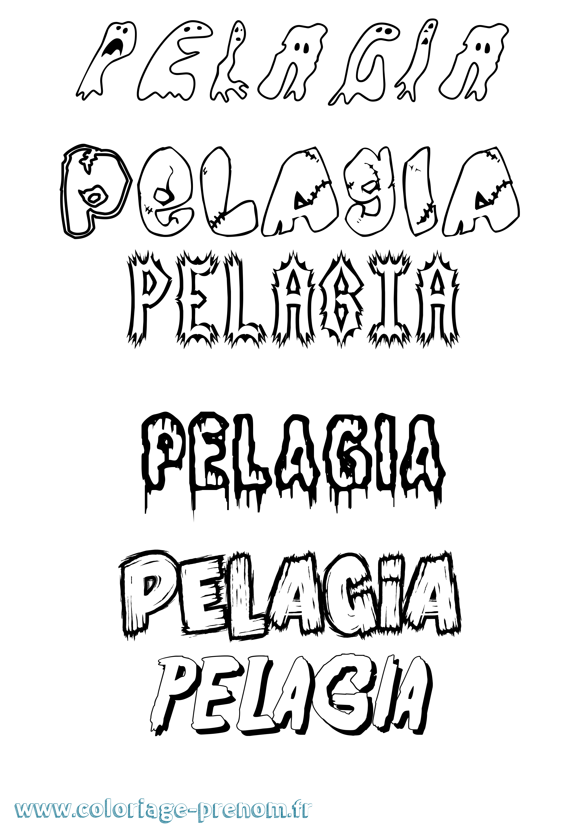 Coloriage Pelagia Frisson Coloriage prénom Pelagia Frisson