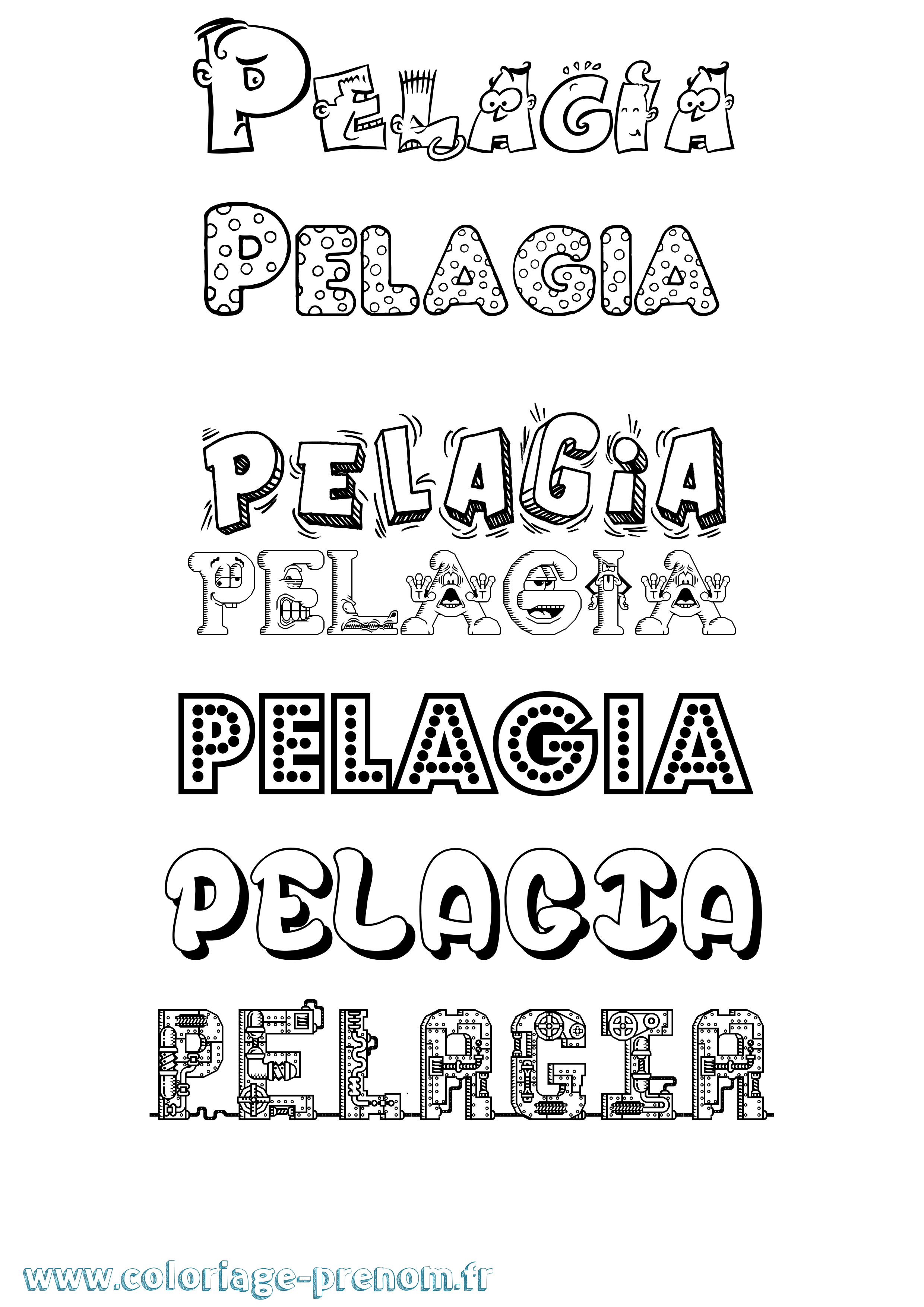 Coloriage prénom Pelagia Fun
