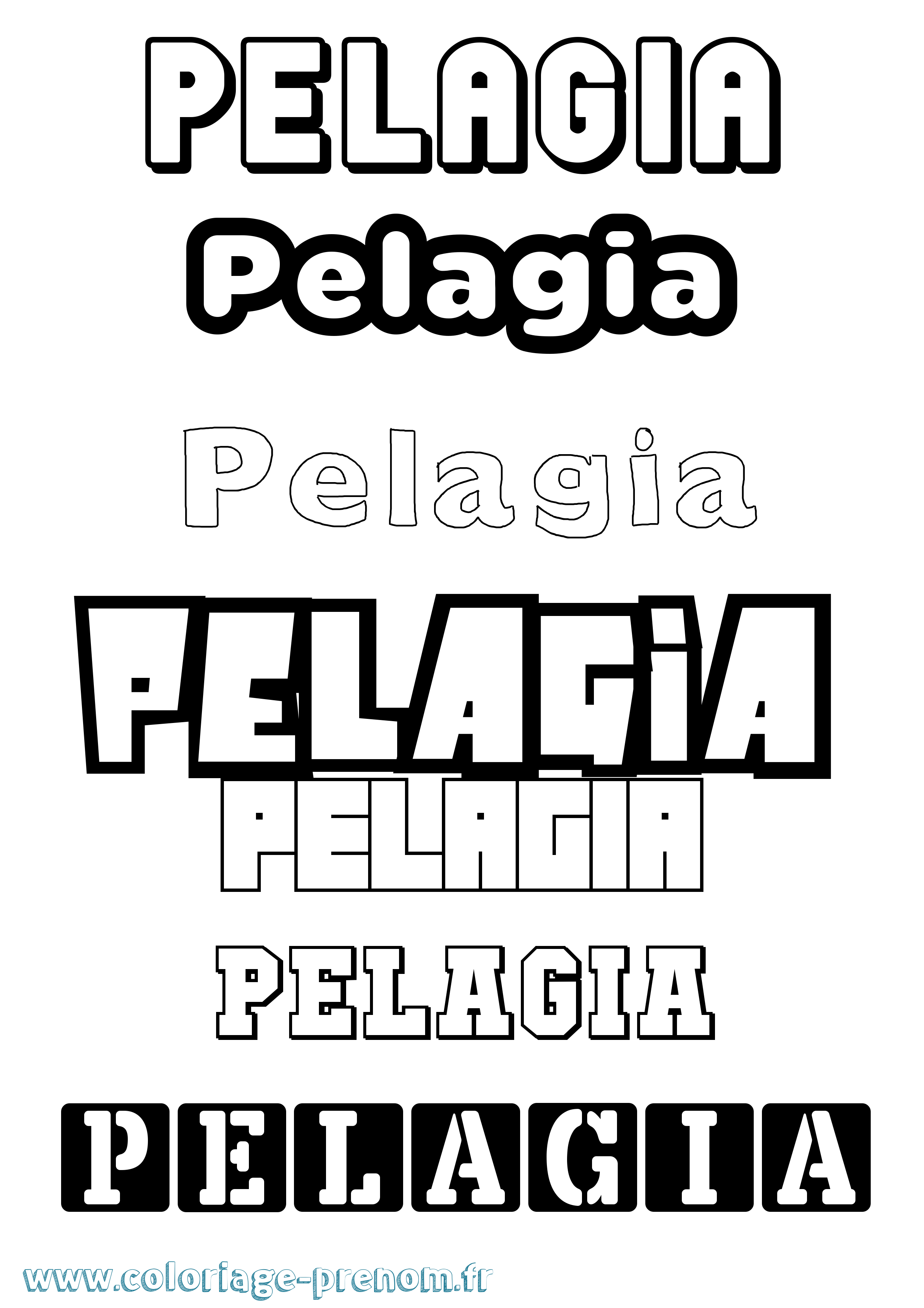 Coloriage Pelagia Simple Coloriage prénom Pelagia Simple