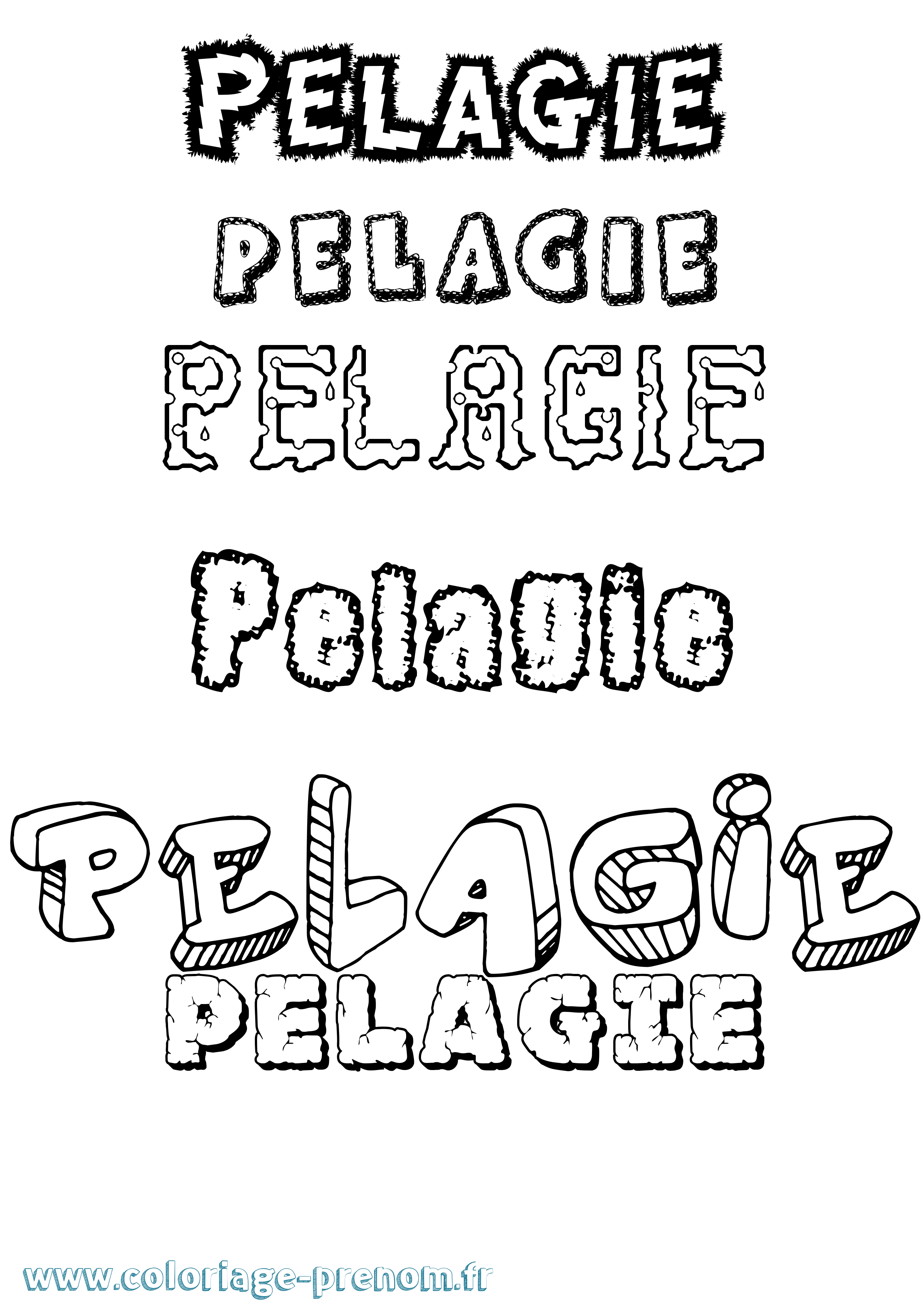 Coloriage prénom Pelagie Destructuré