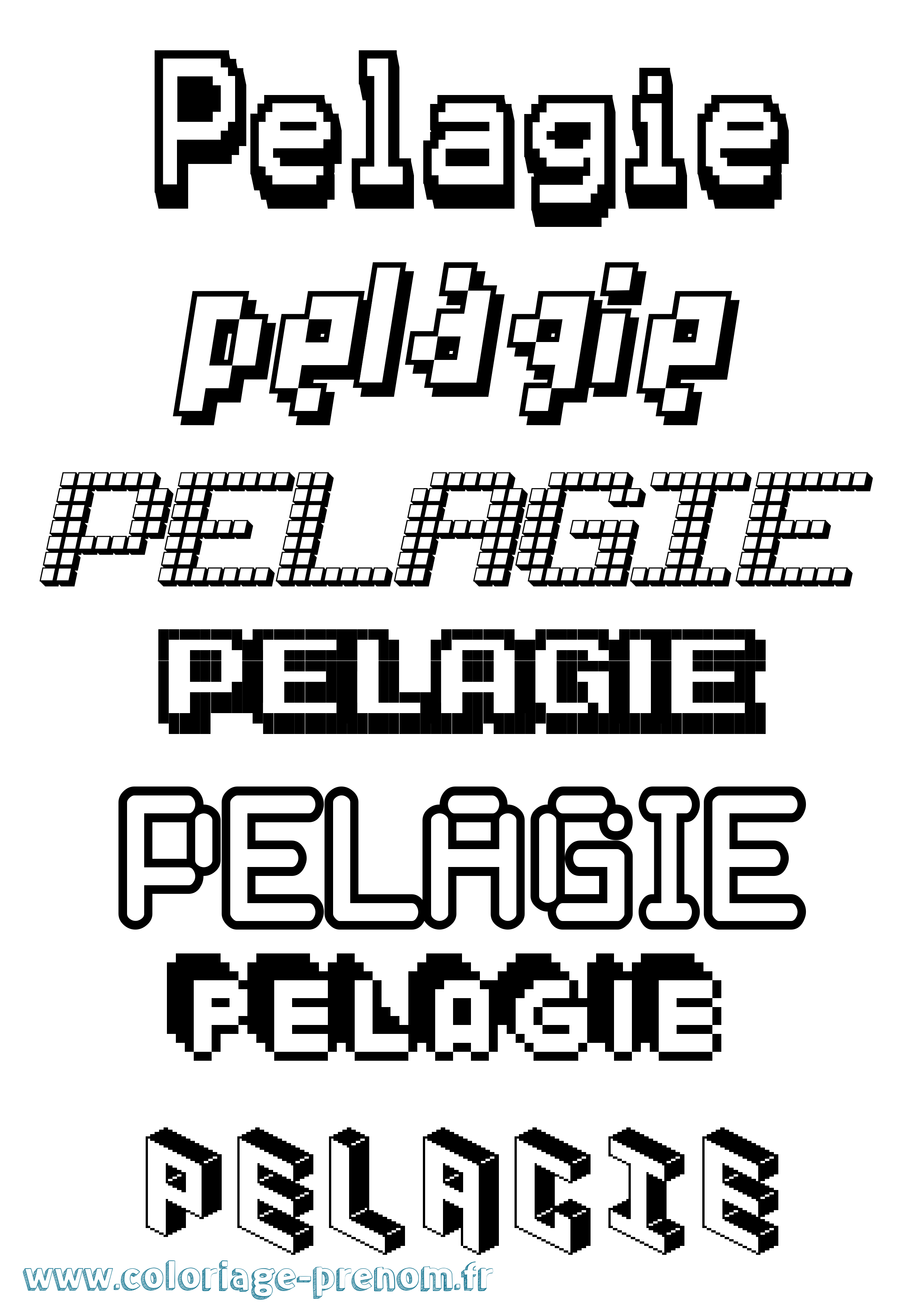 Coloriage prénom Pelagie Pixel