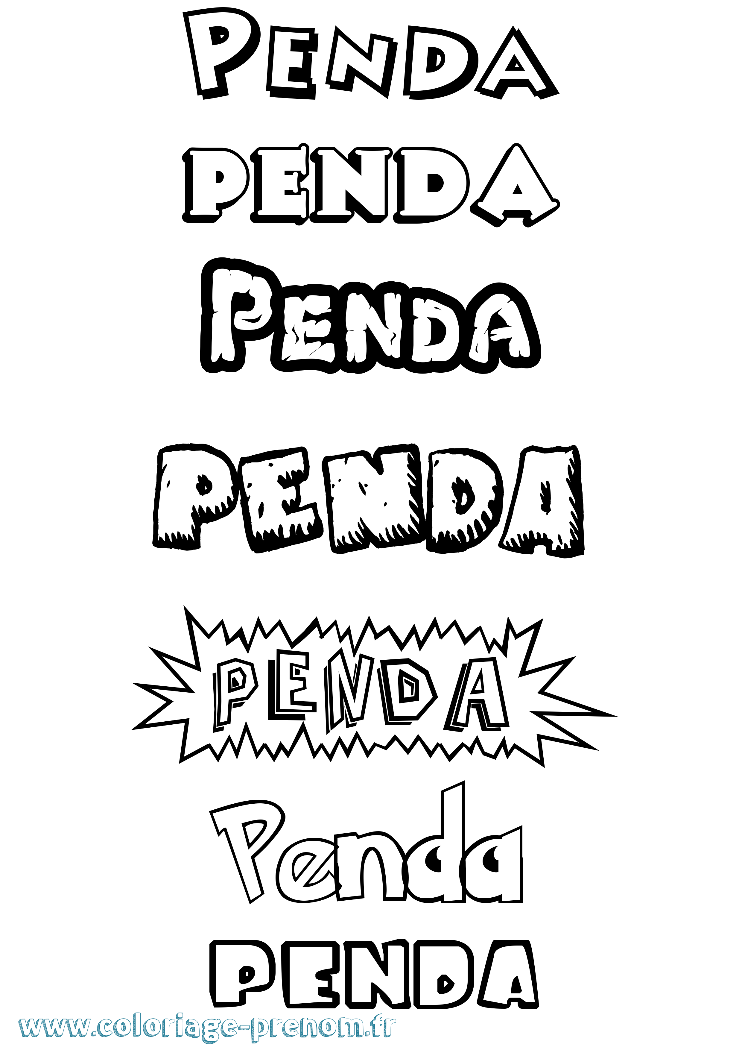 Coloriage Penda Coloriage prénom Penda