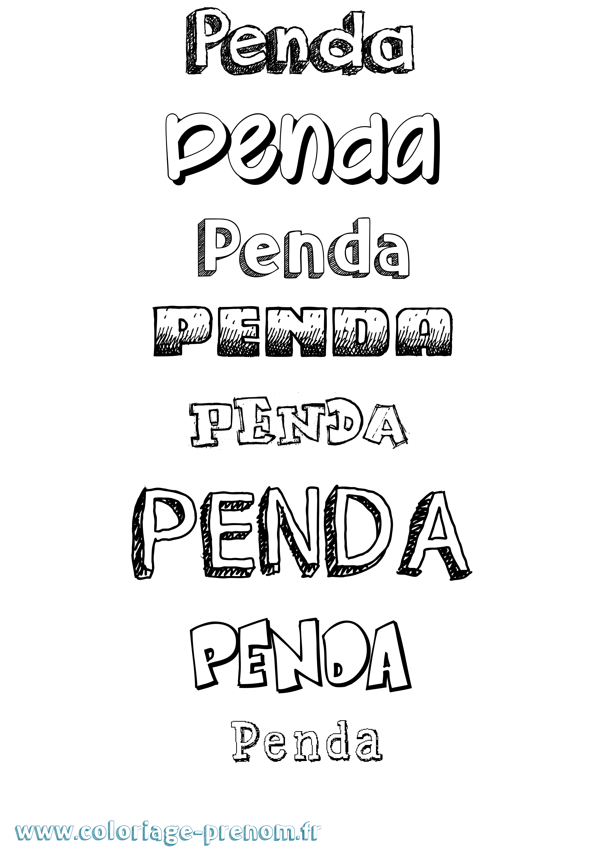 Coloriage Penda Coloriage prénom Penda
