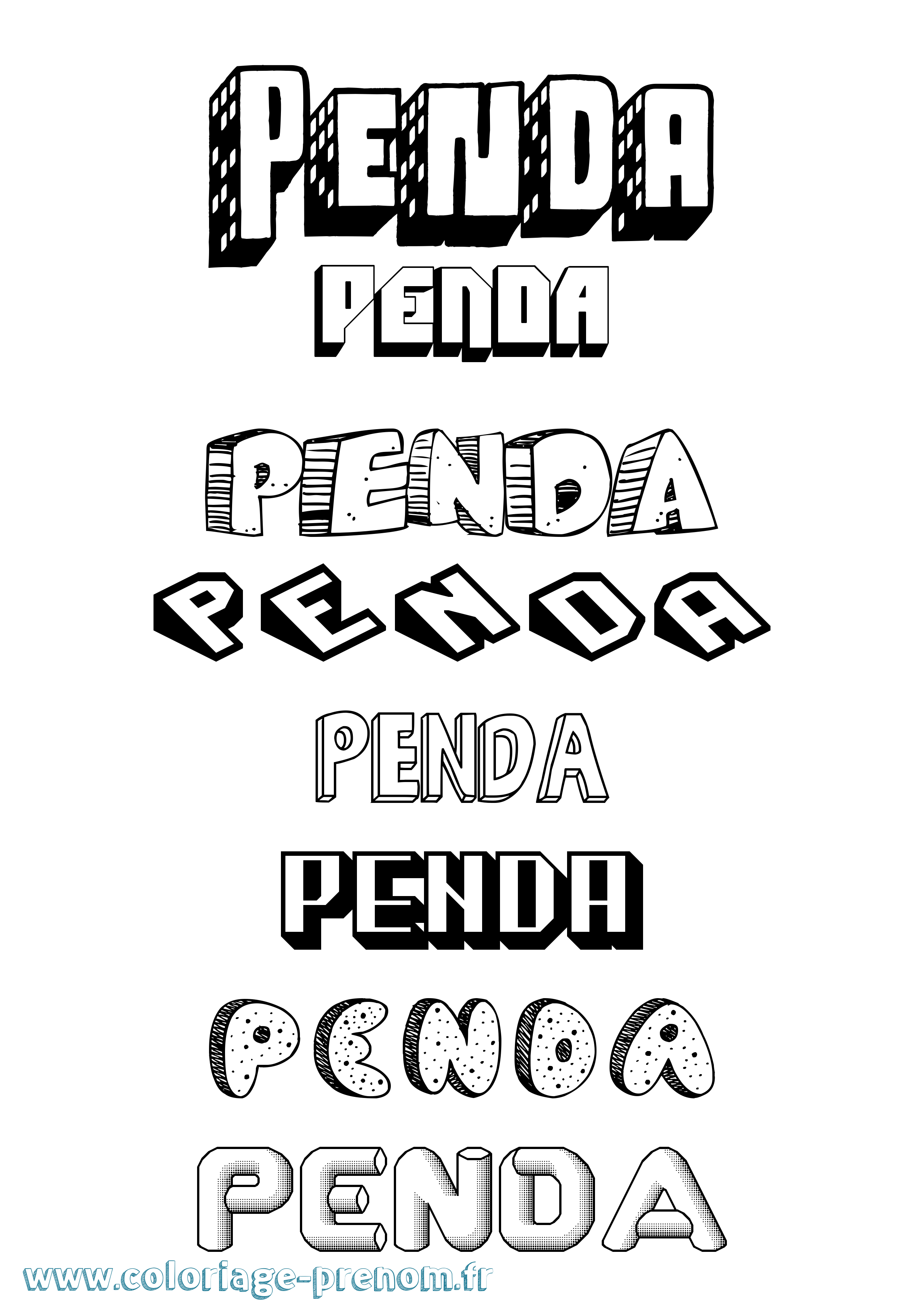 Coloriage Penda Coloriage prénom Penda