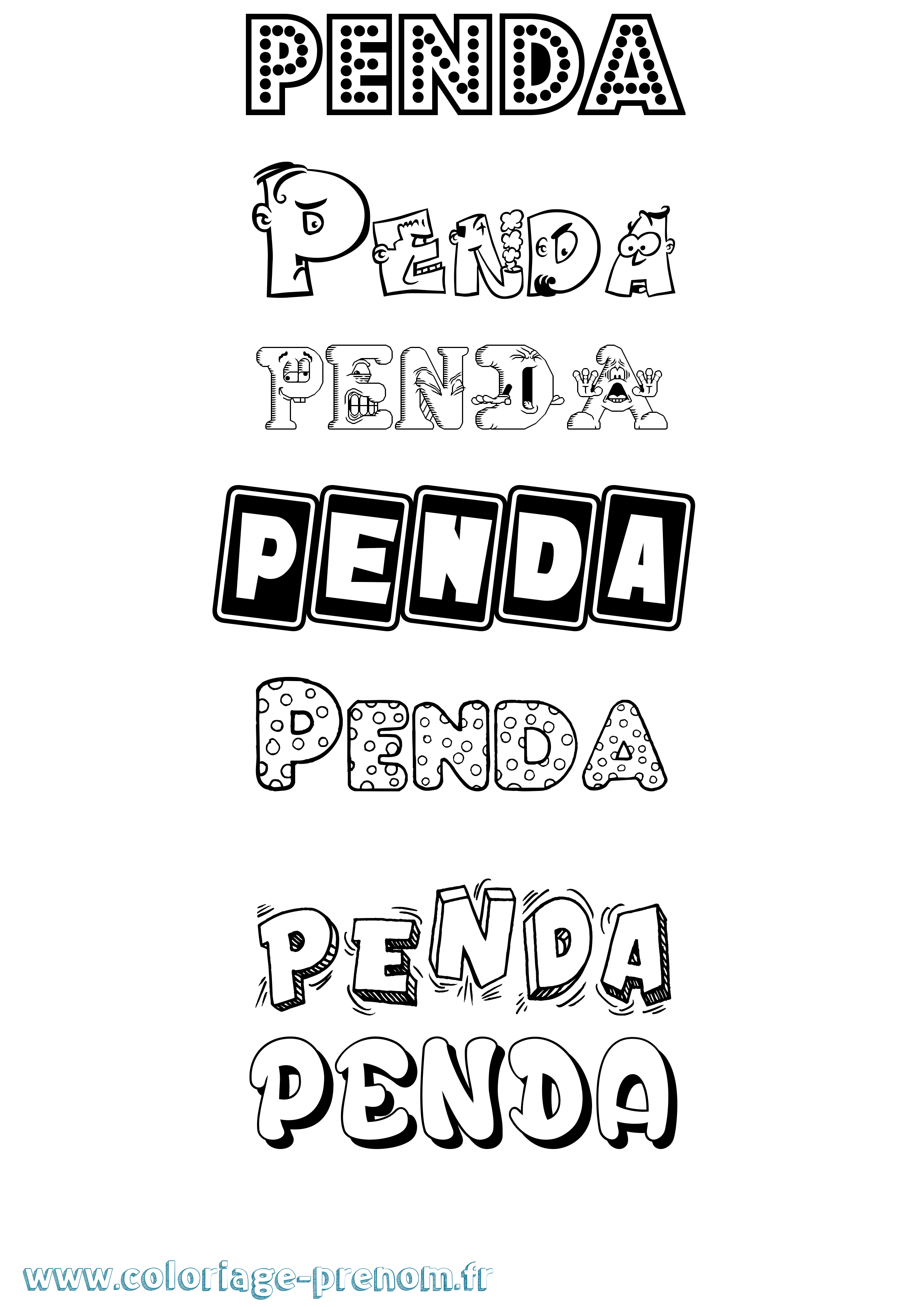 Coloriage Penda Coloriage prénom Penda