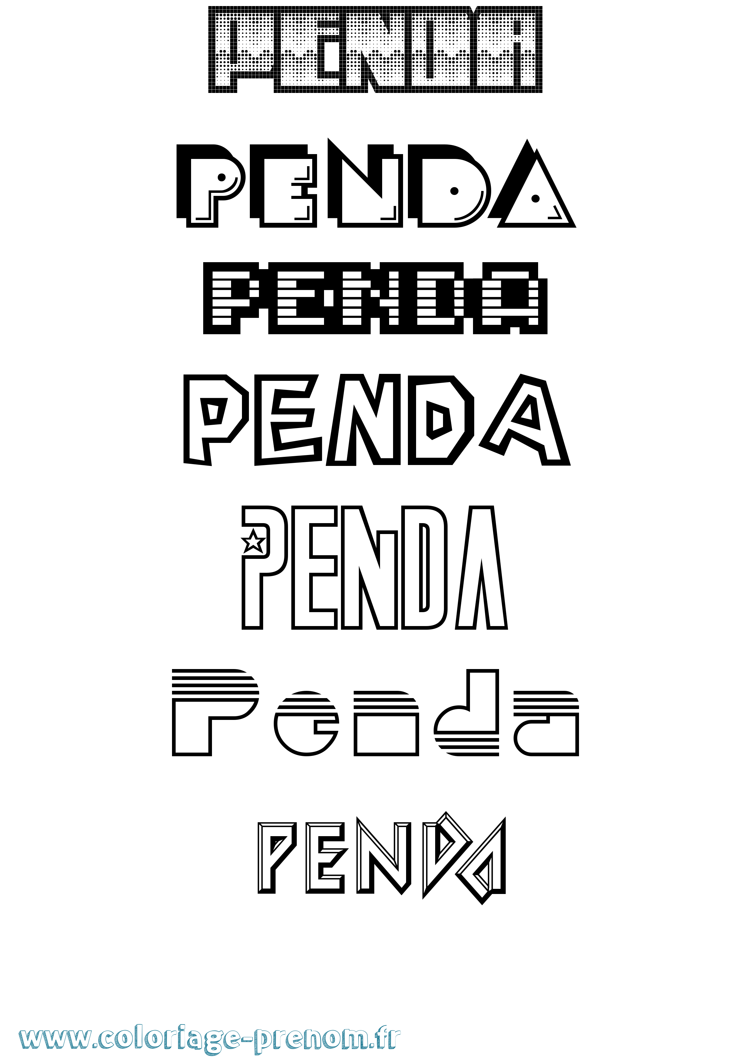 Coloriage Penda Coloriage prénom Penda