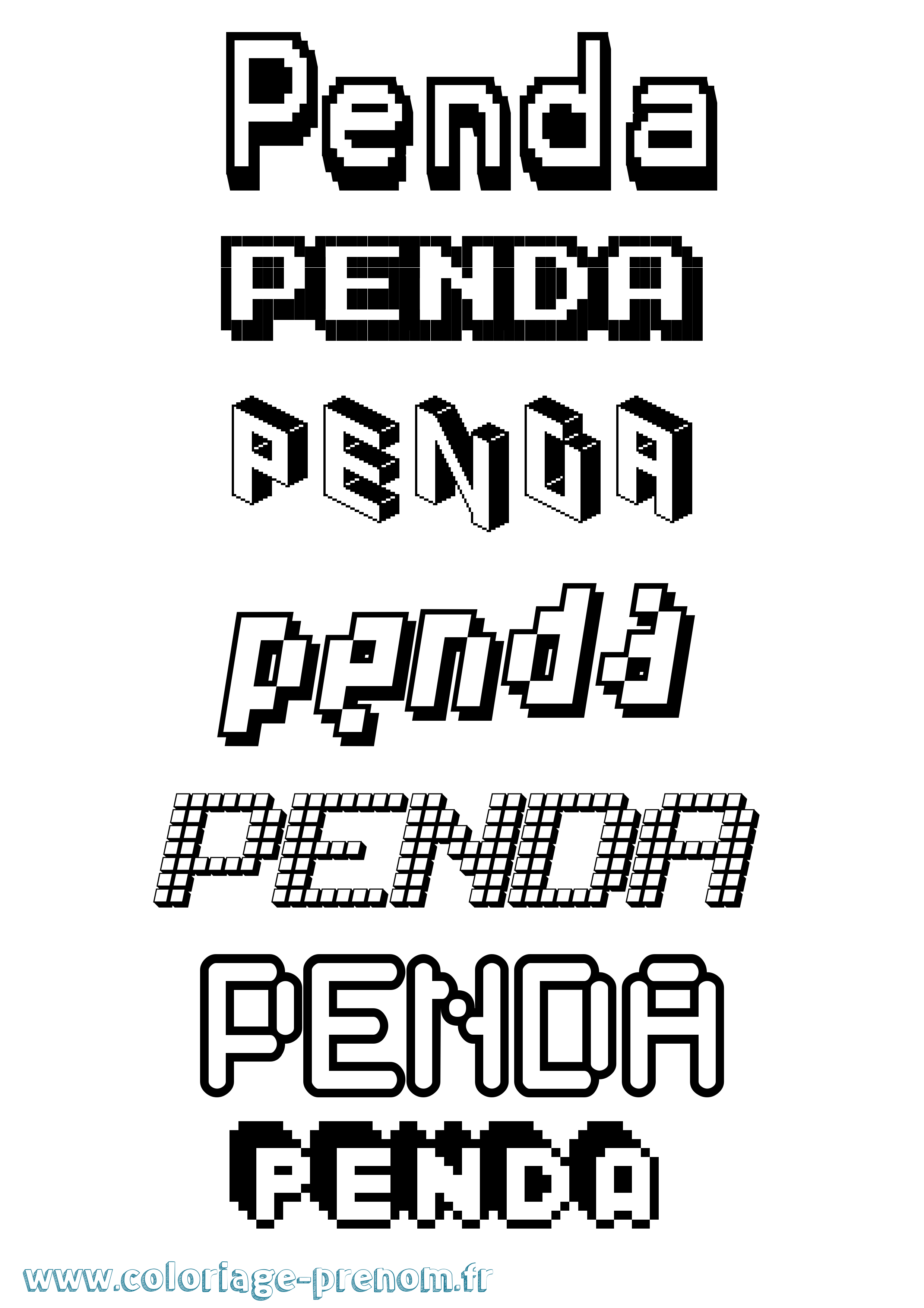 Coloriage prénom Penda Pixel