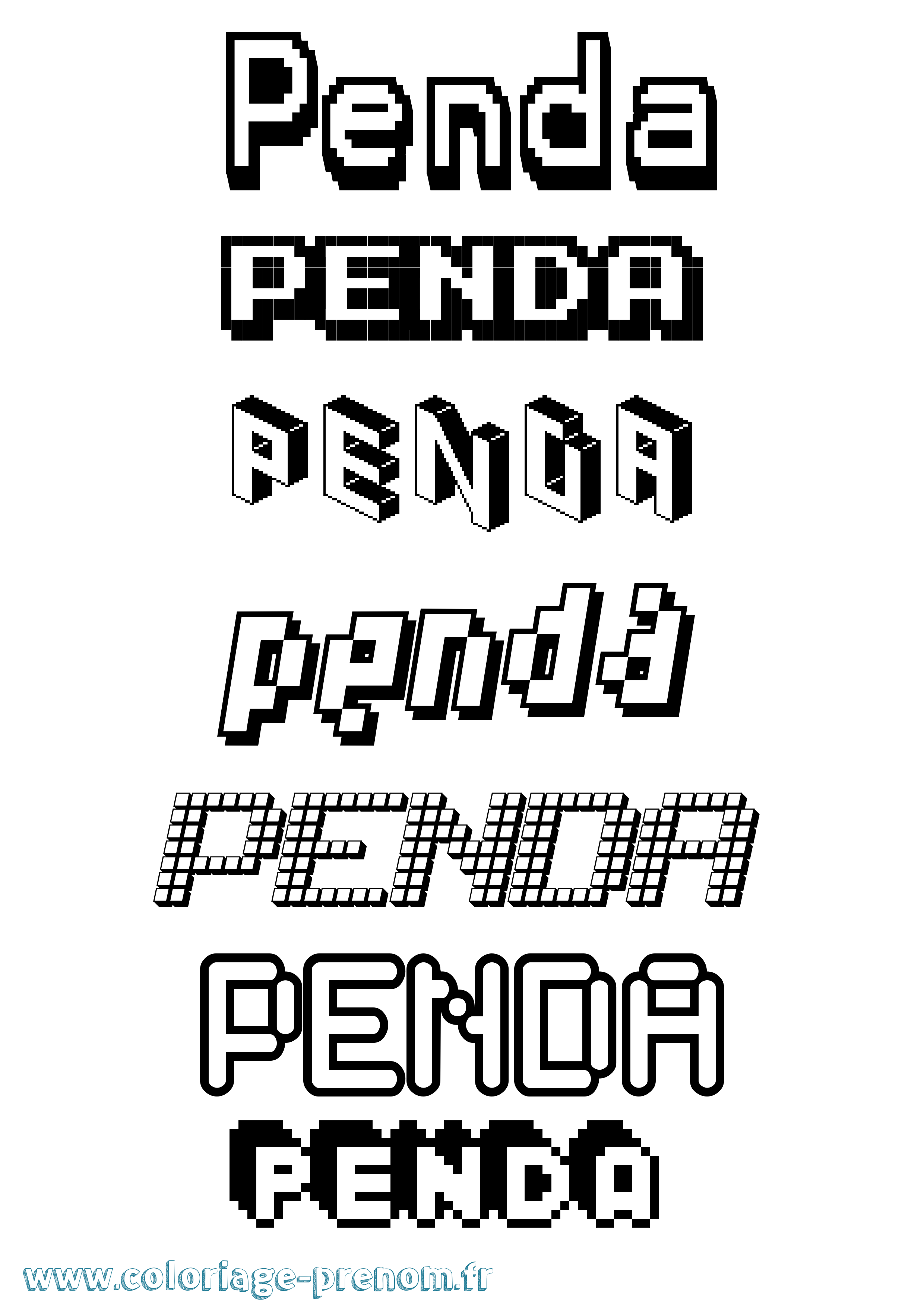 Coloriage Penda Coloriage prénom Penda