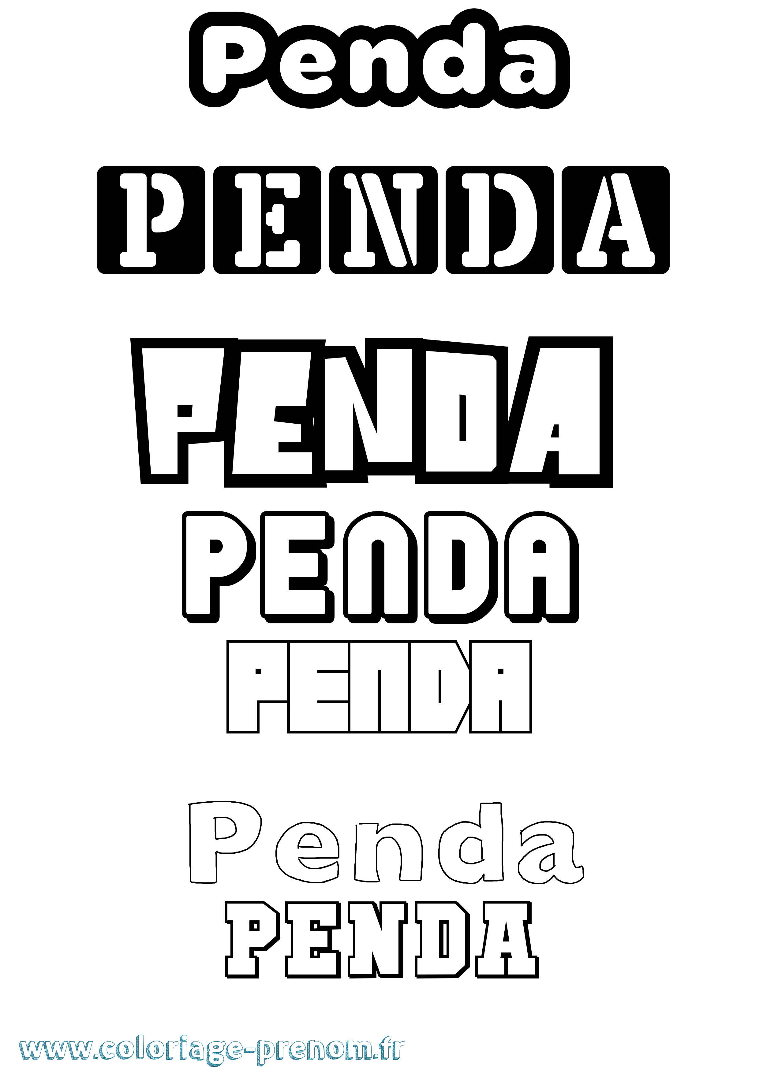 Coloriage Penda Coloriage prénom Penda