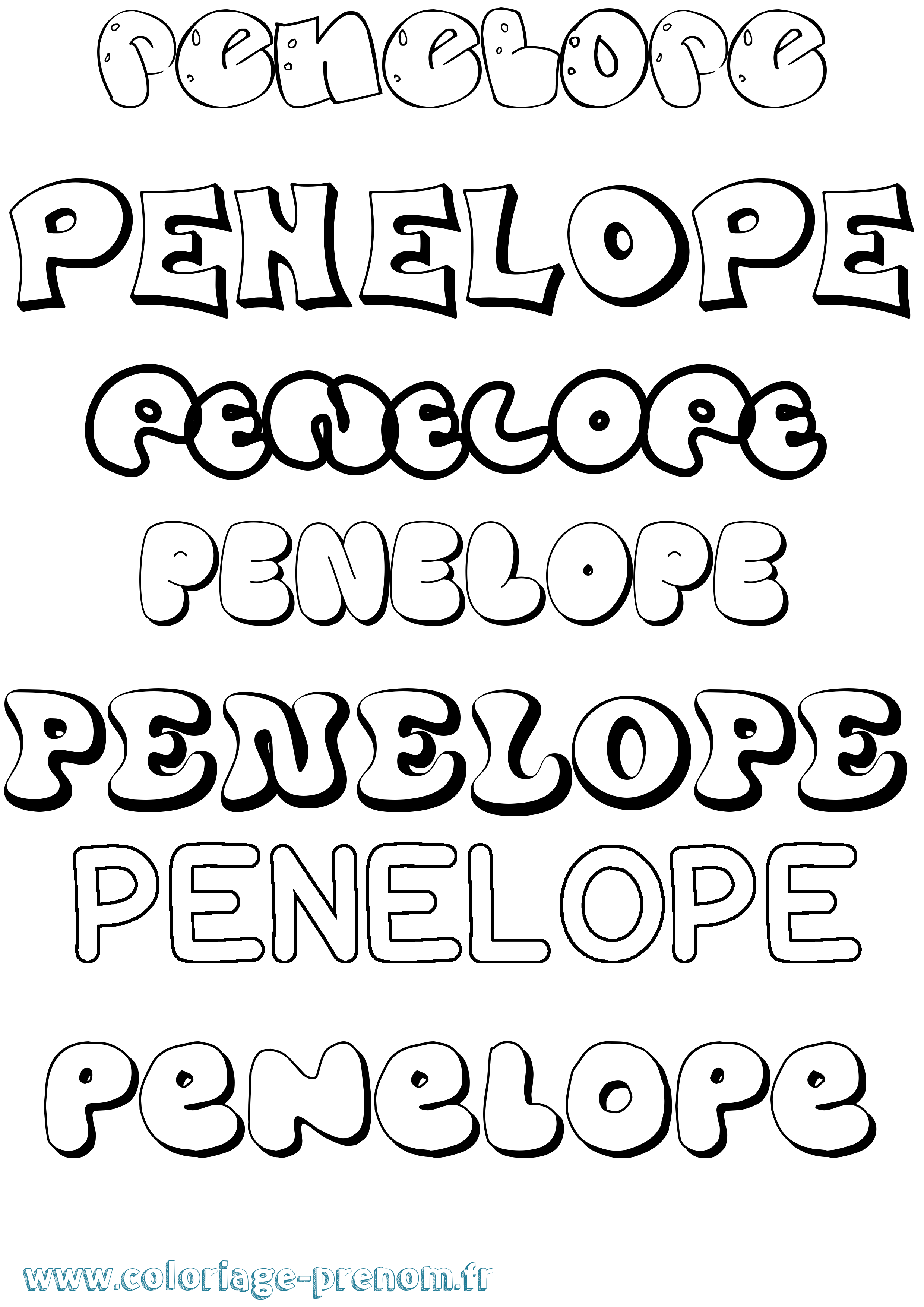 Coloriage prénom Penelope Bubble