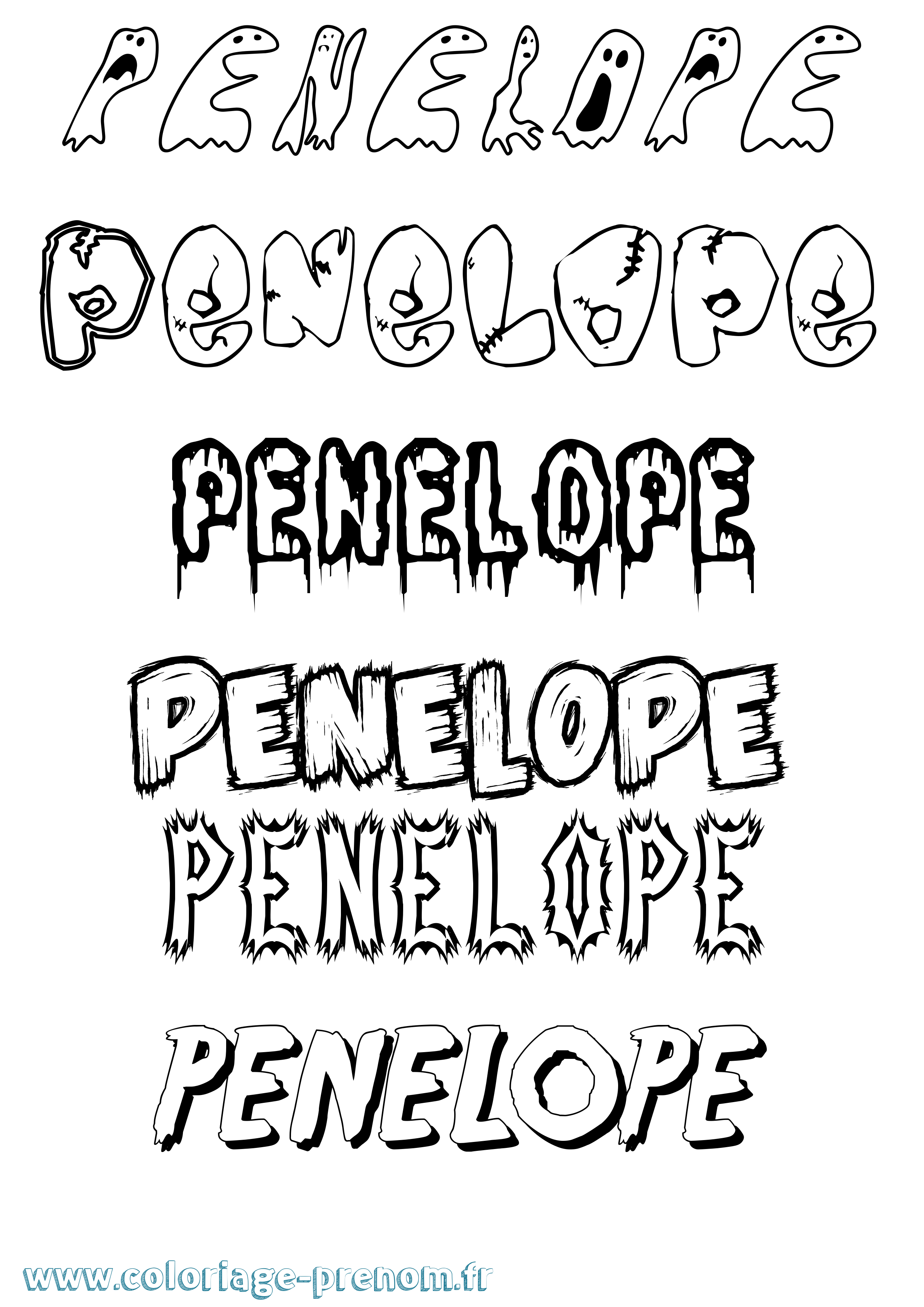 Coloriage prénom Penelope Frisson