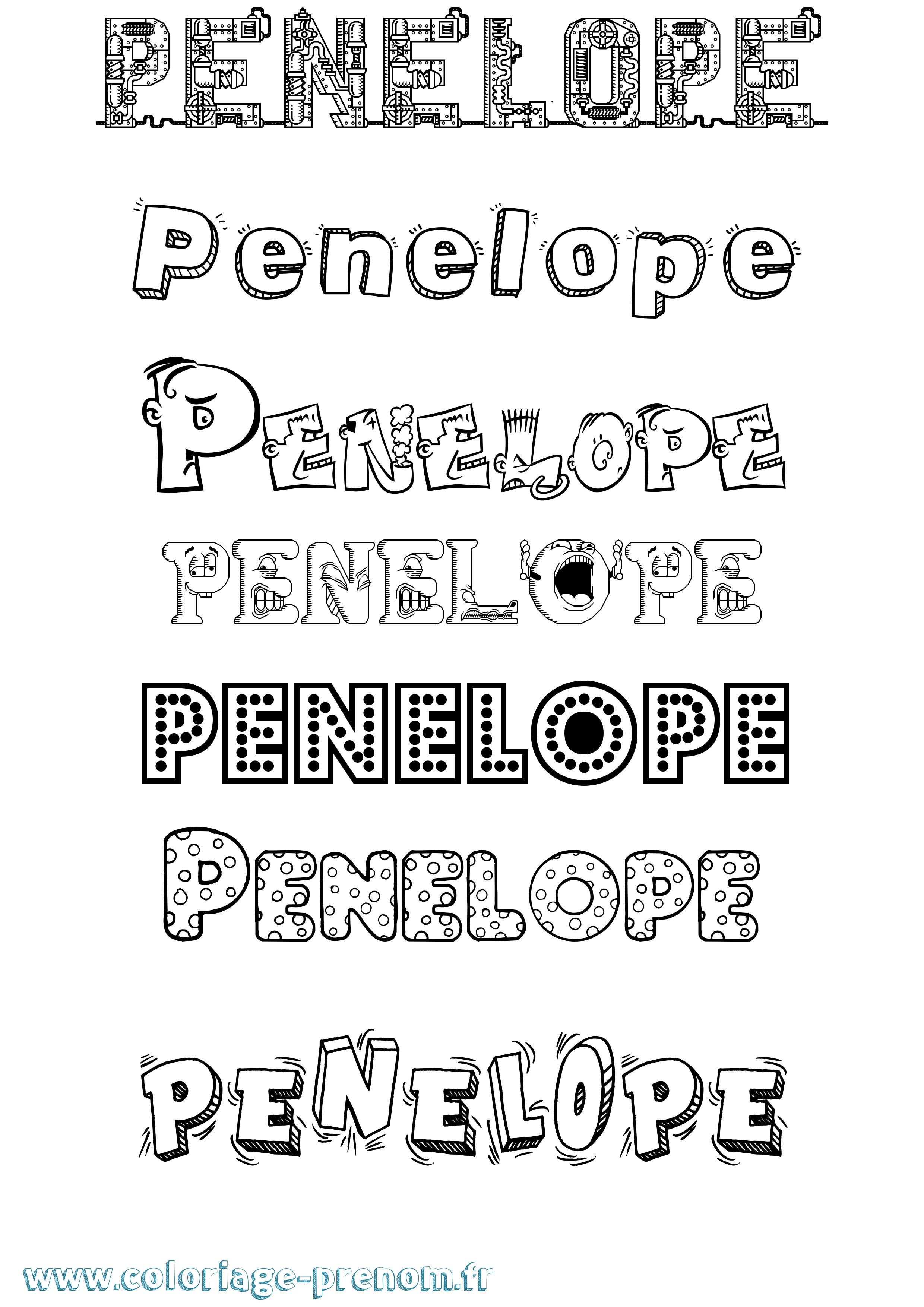 Coloriage prénom Penelope Fun