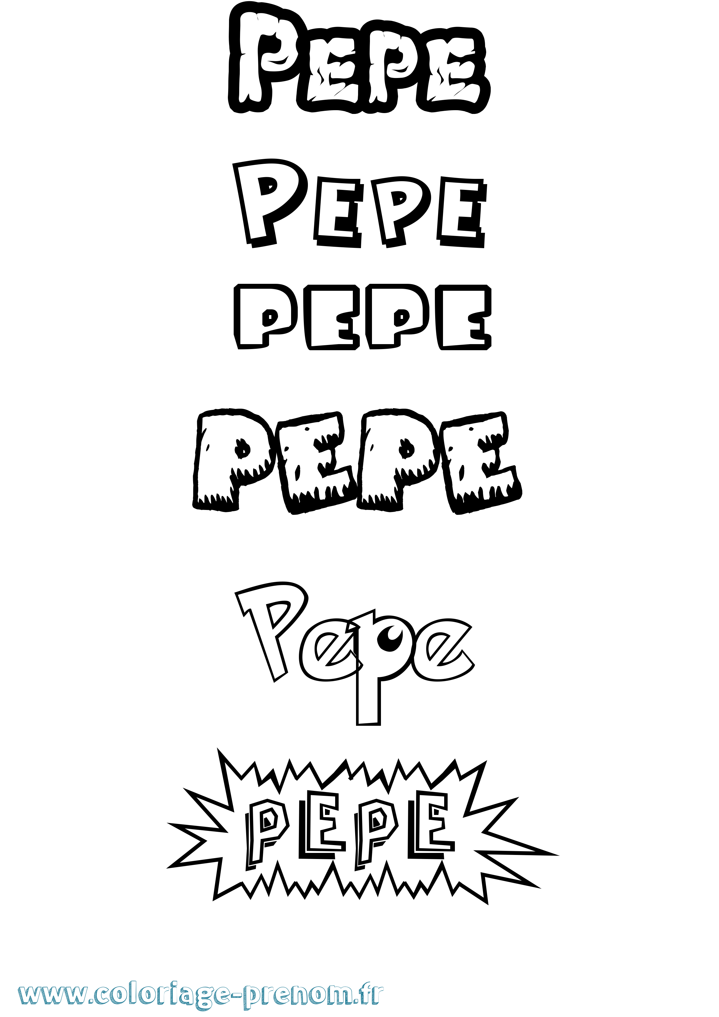 Coloriage prénom Pepe Dessin Animé