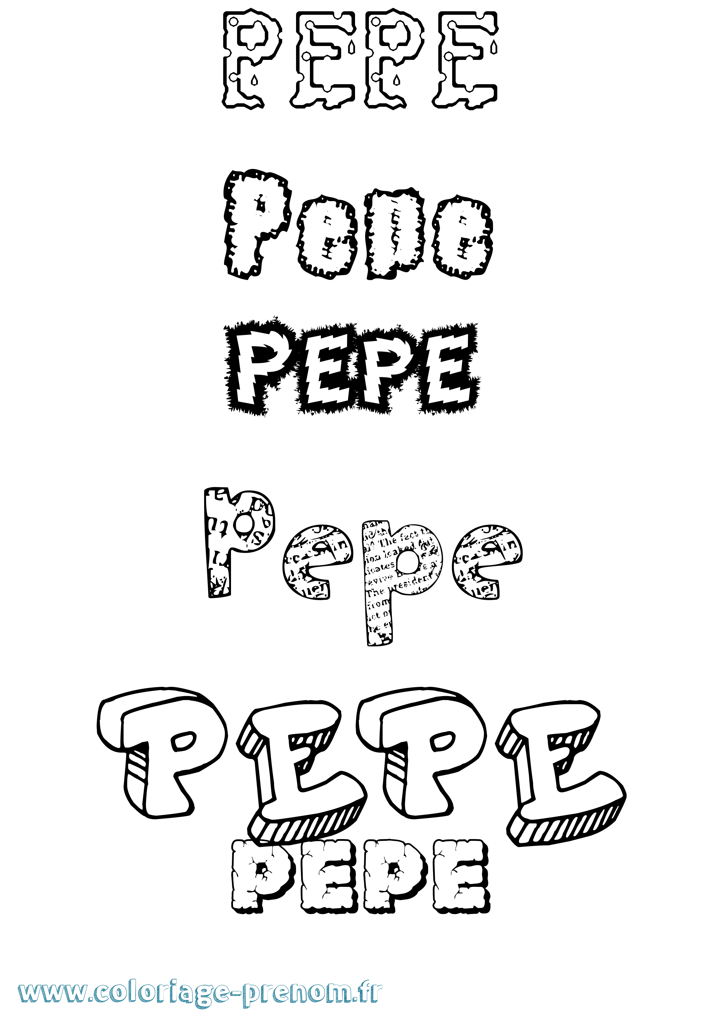 Coloriage prénom Pepe Destructuré