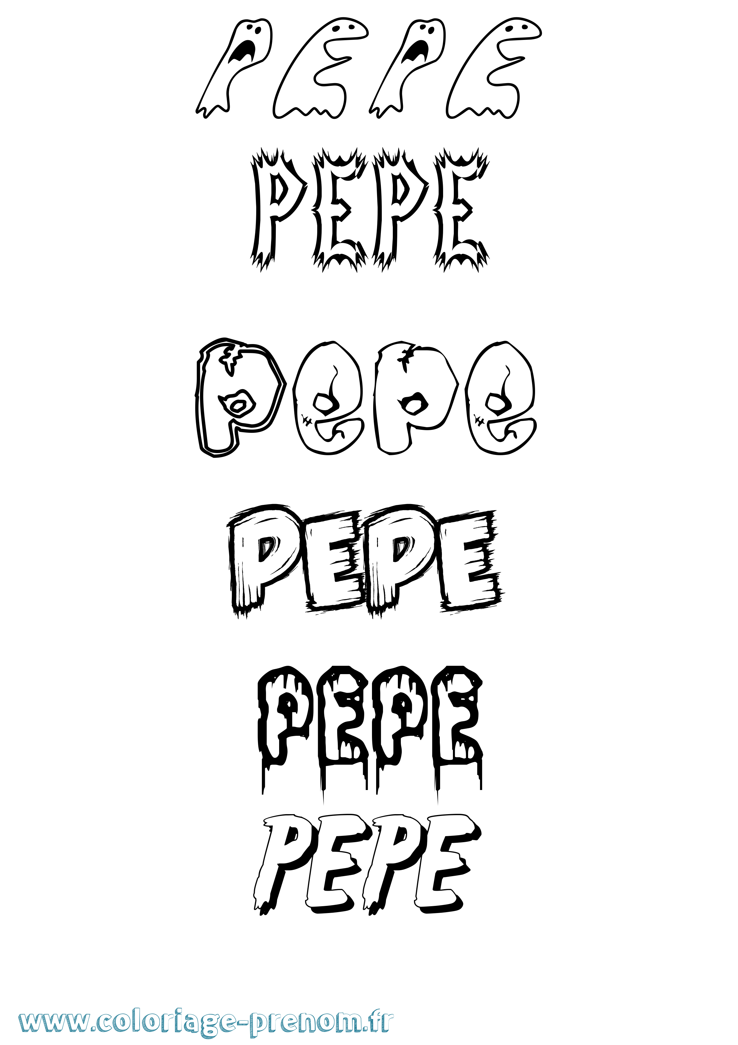 Coloriage prénom Pepe Frisson