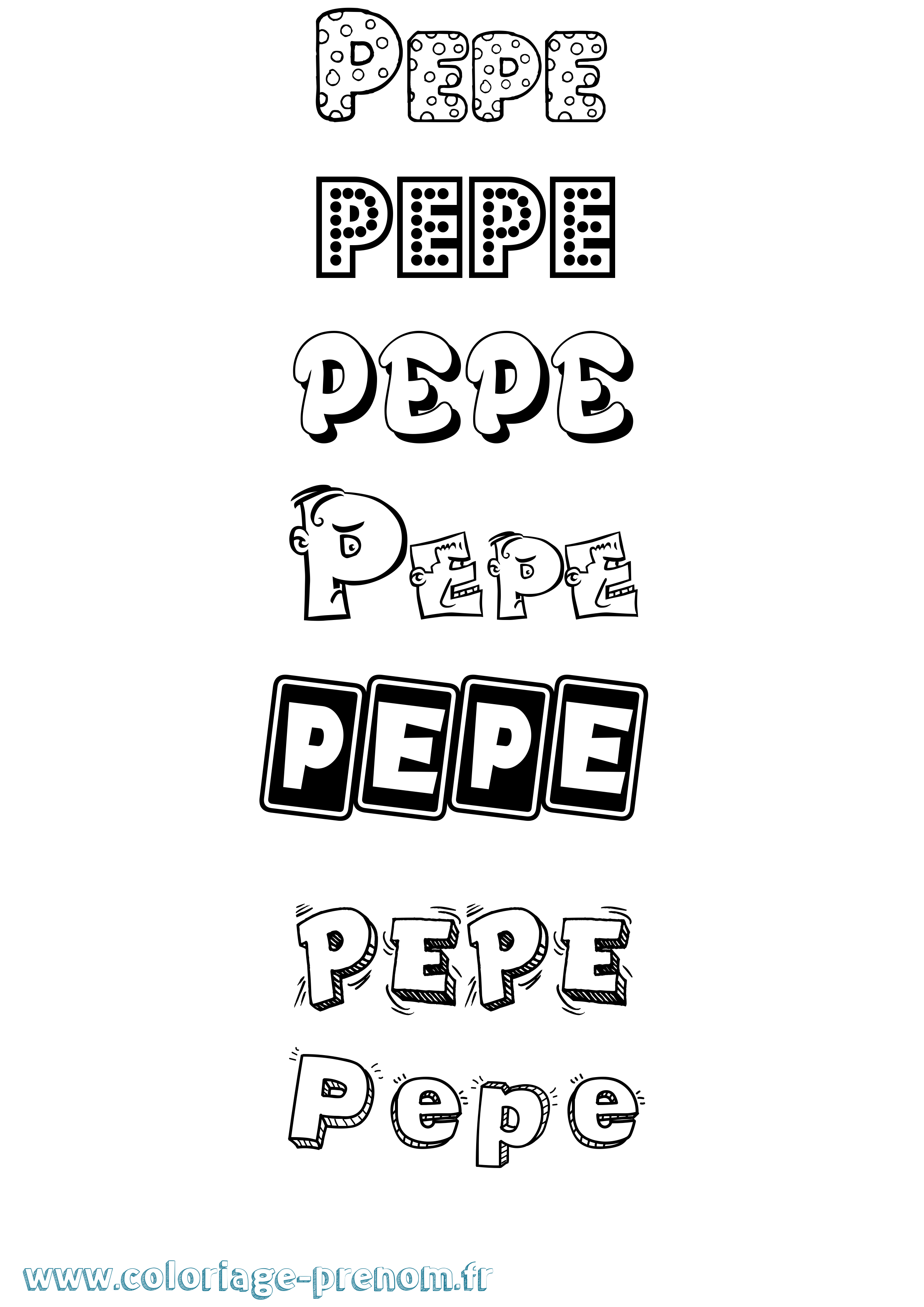 Coloriage prénom Pepe Fun