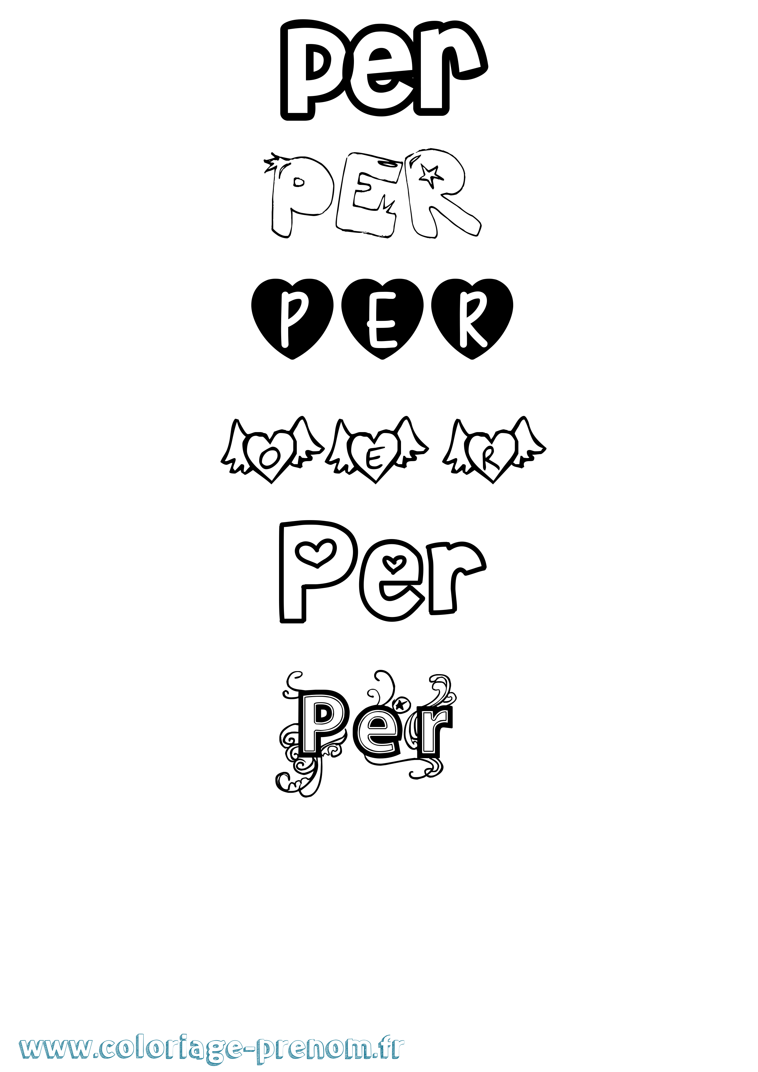 Coloriage Per Girly Coloriage prénom Per Girly