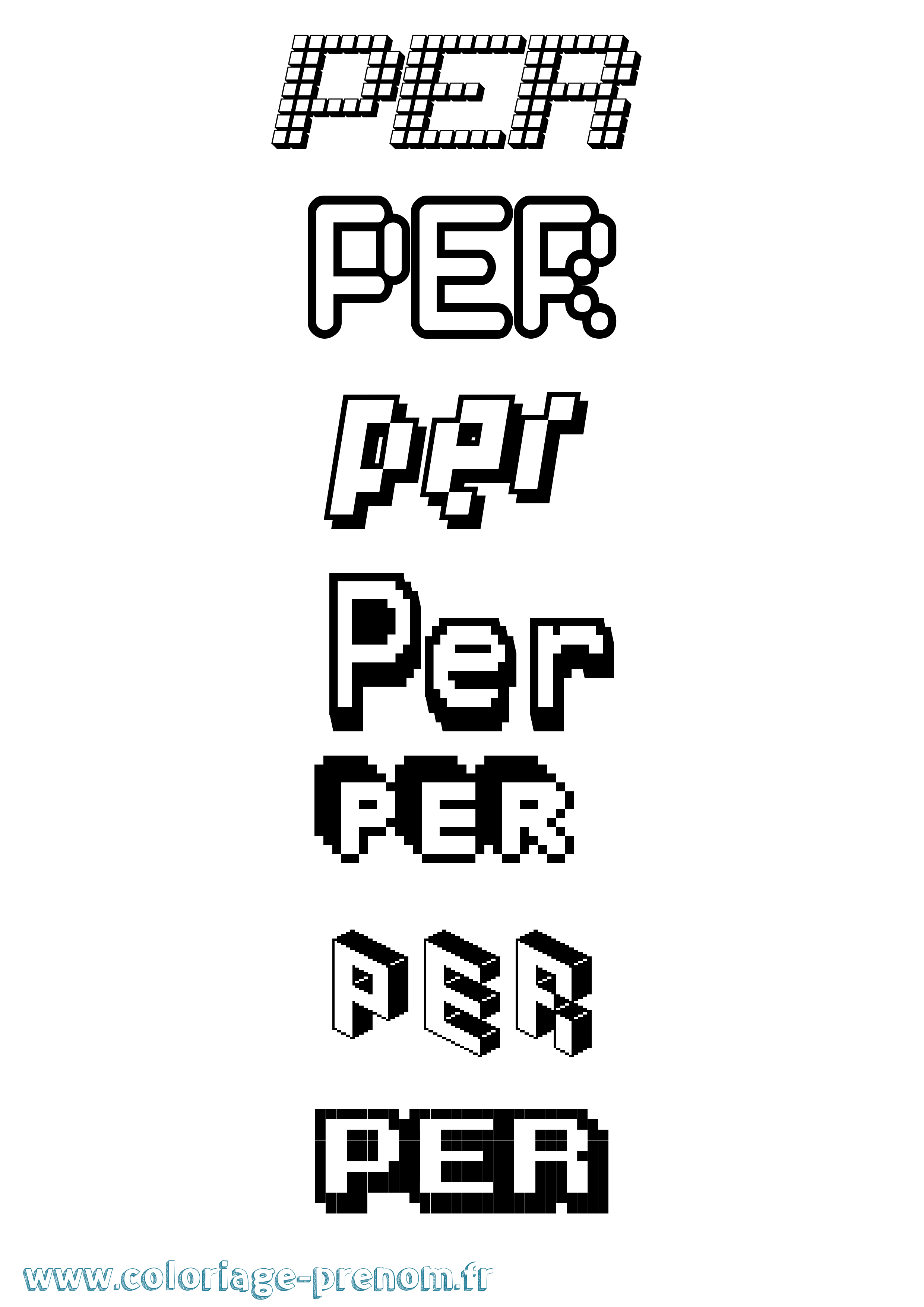 Coloriage prénom Per Pixel