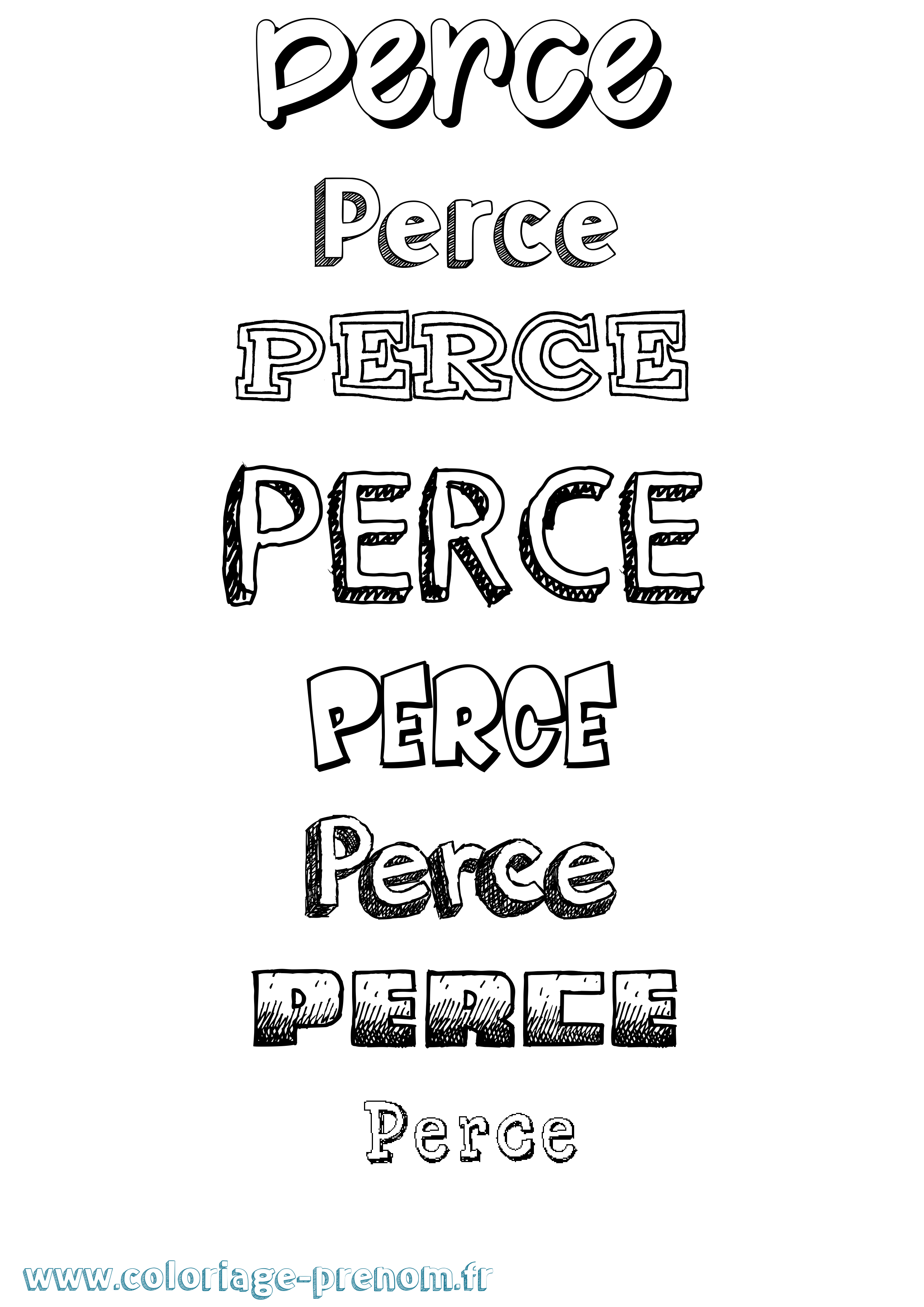 Coloriage Perce Dessiné Coloriage prénom Perce Dessiné