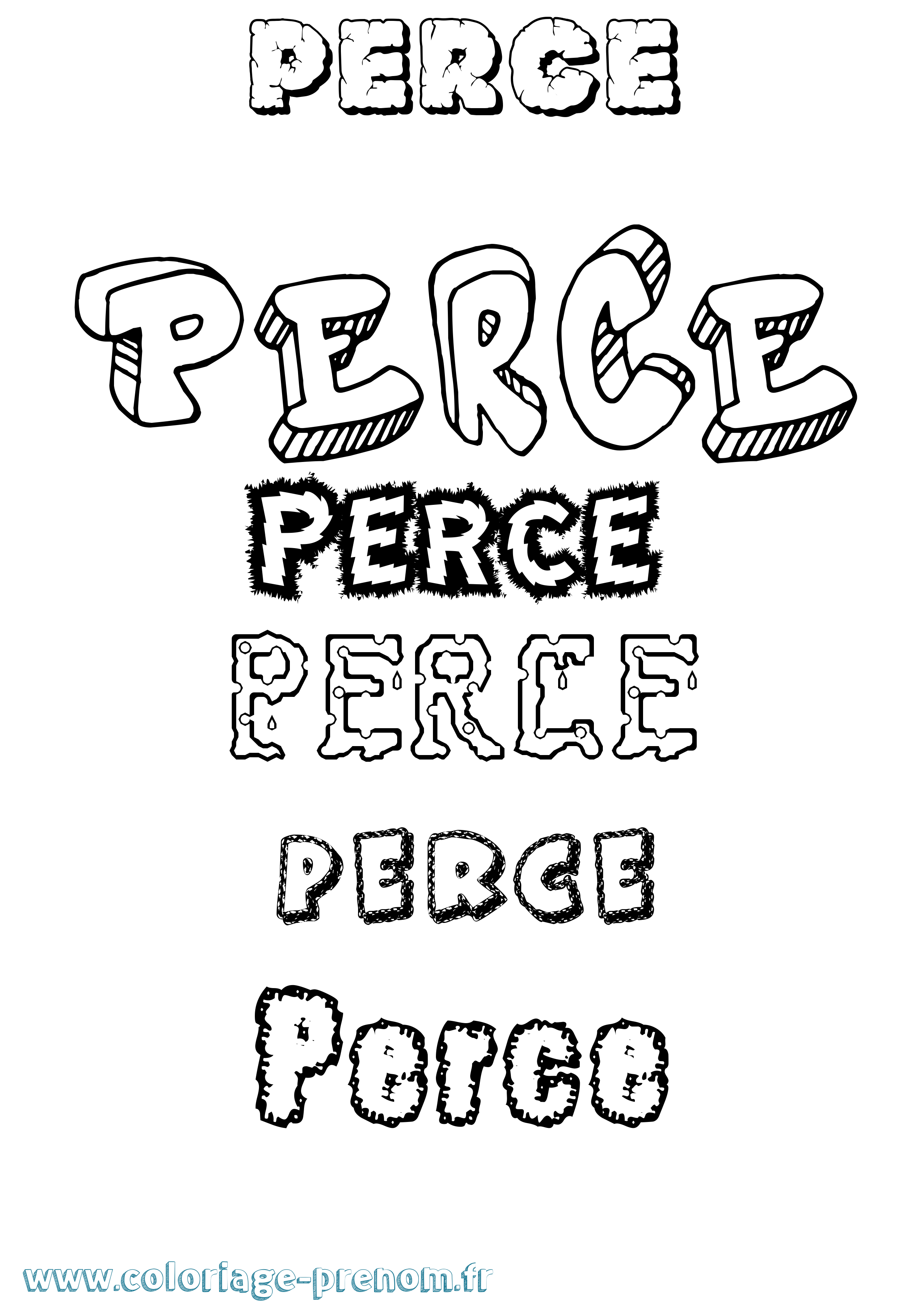 Coloriage Perce Destructuré Coloriage prénom Perce Destructuré