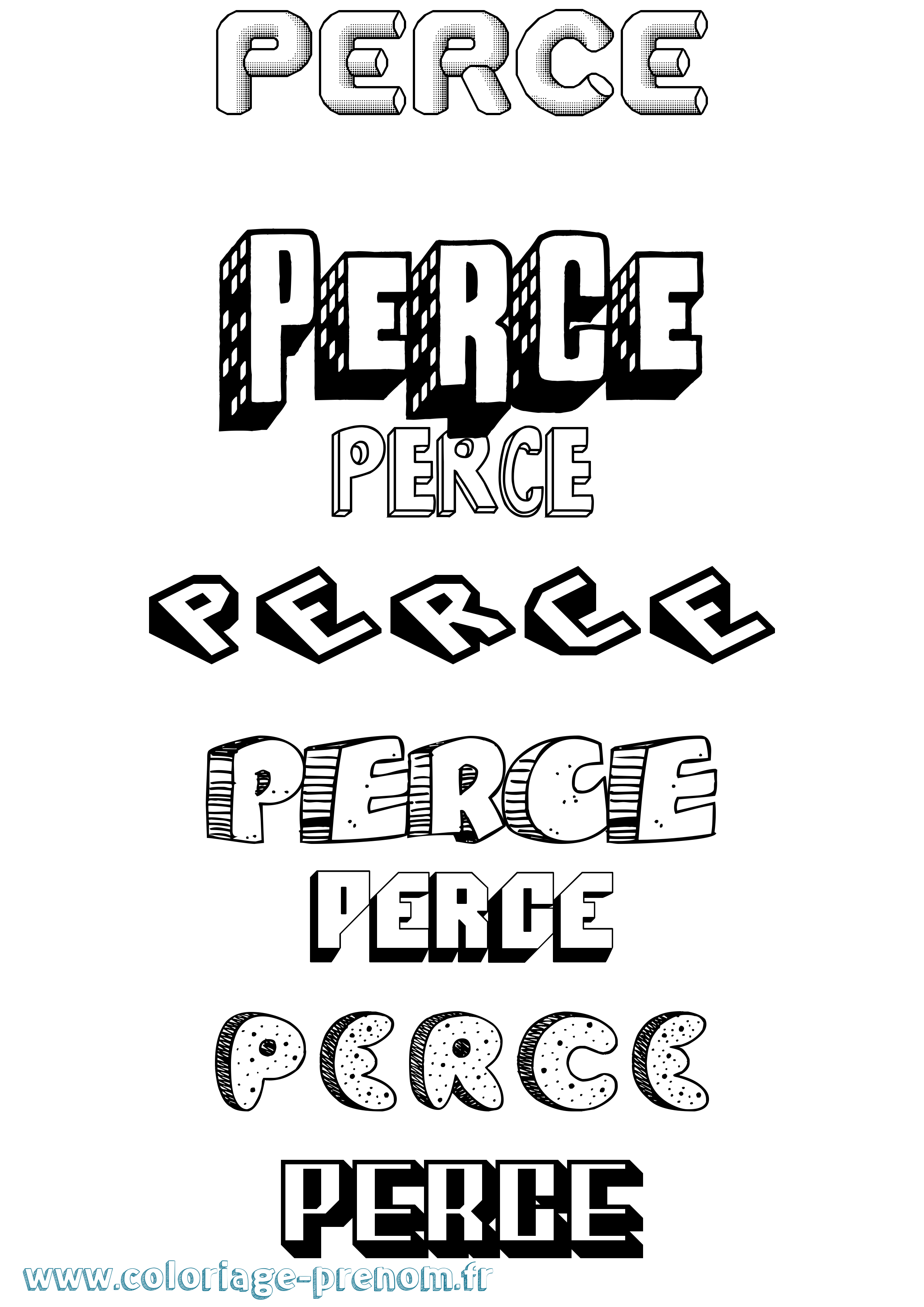 Coloriage Perce Effet 3D Coloriage prénom Perce Effet 3D