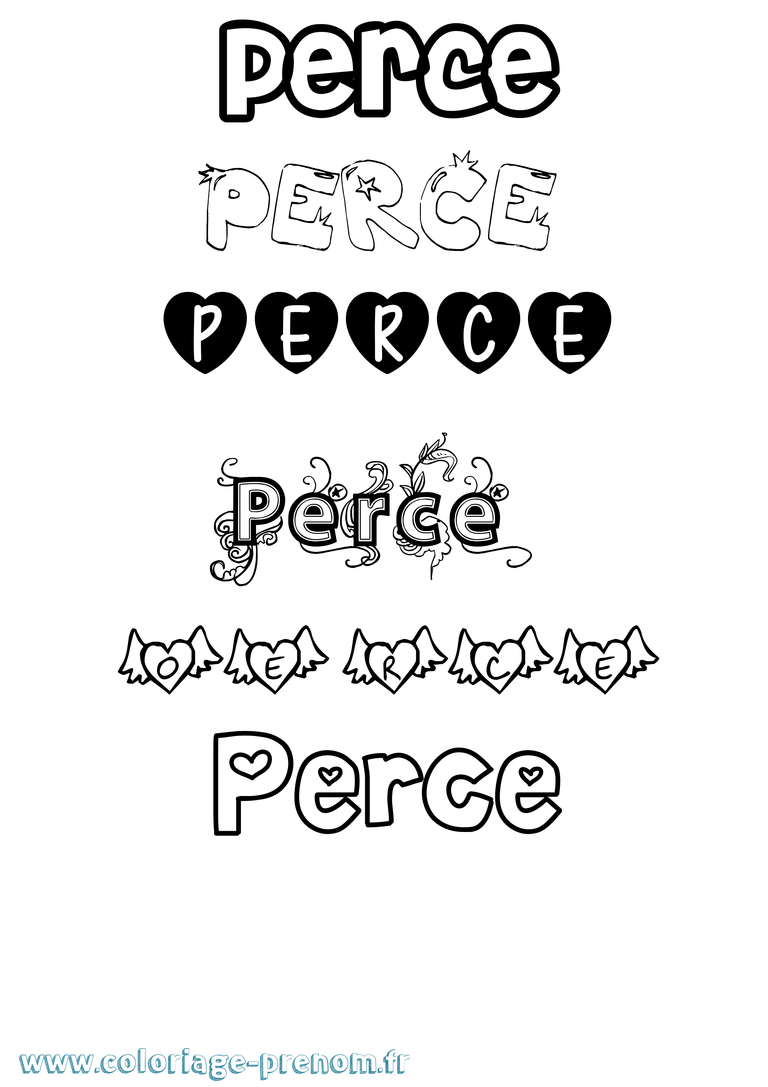 Coloriage Perce Girly Coloriage prénom Perce Girly