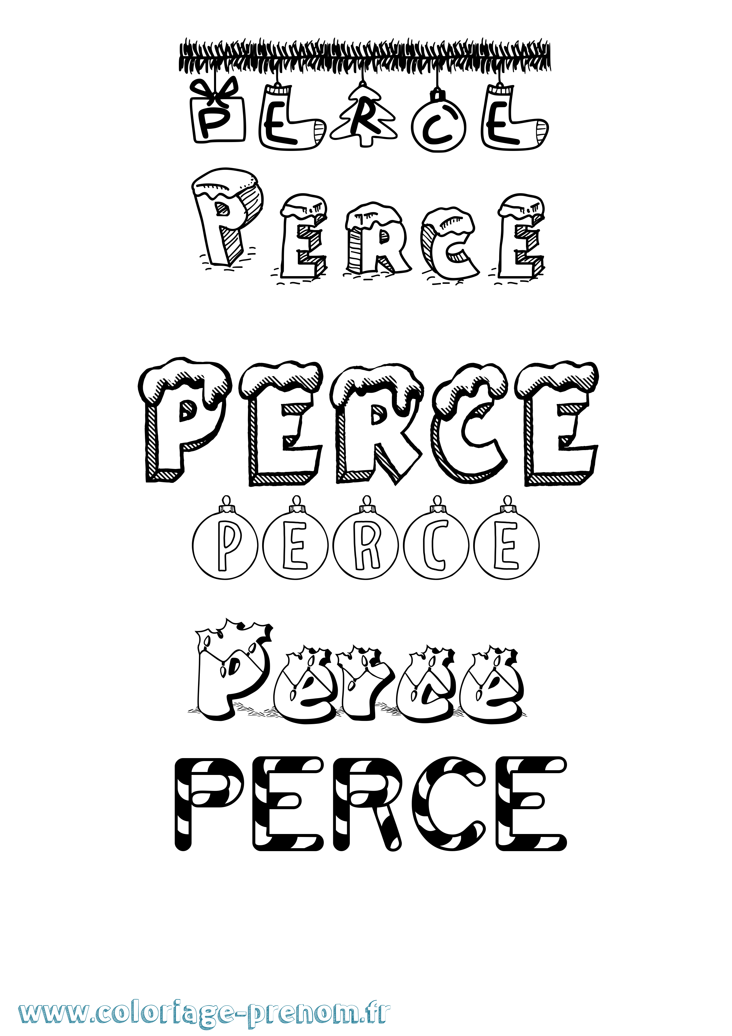 Coloriage Perce Noël Coloriage prénom Perce Noël