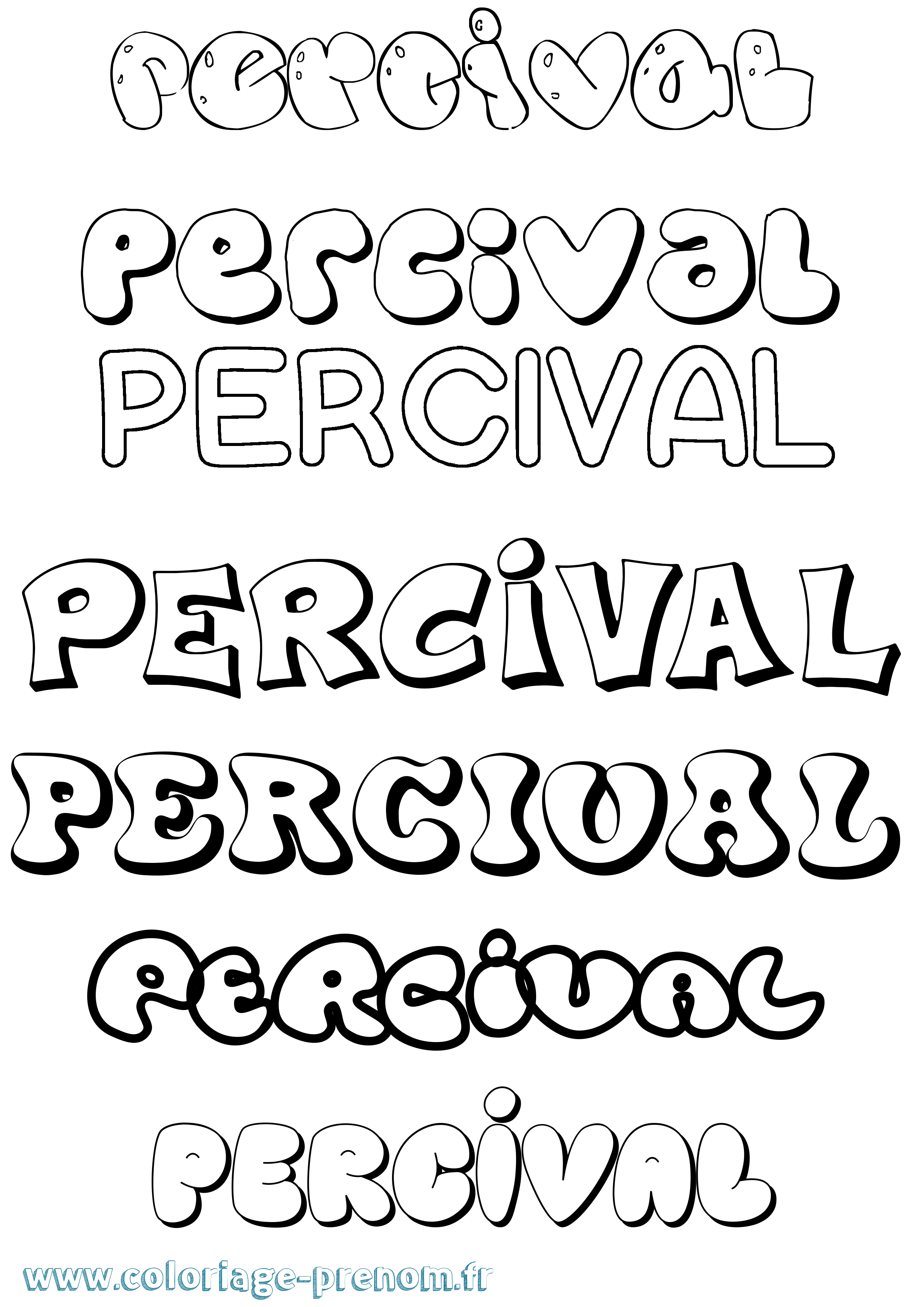 Coloriage prénom Percival Bubble