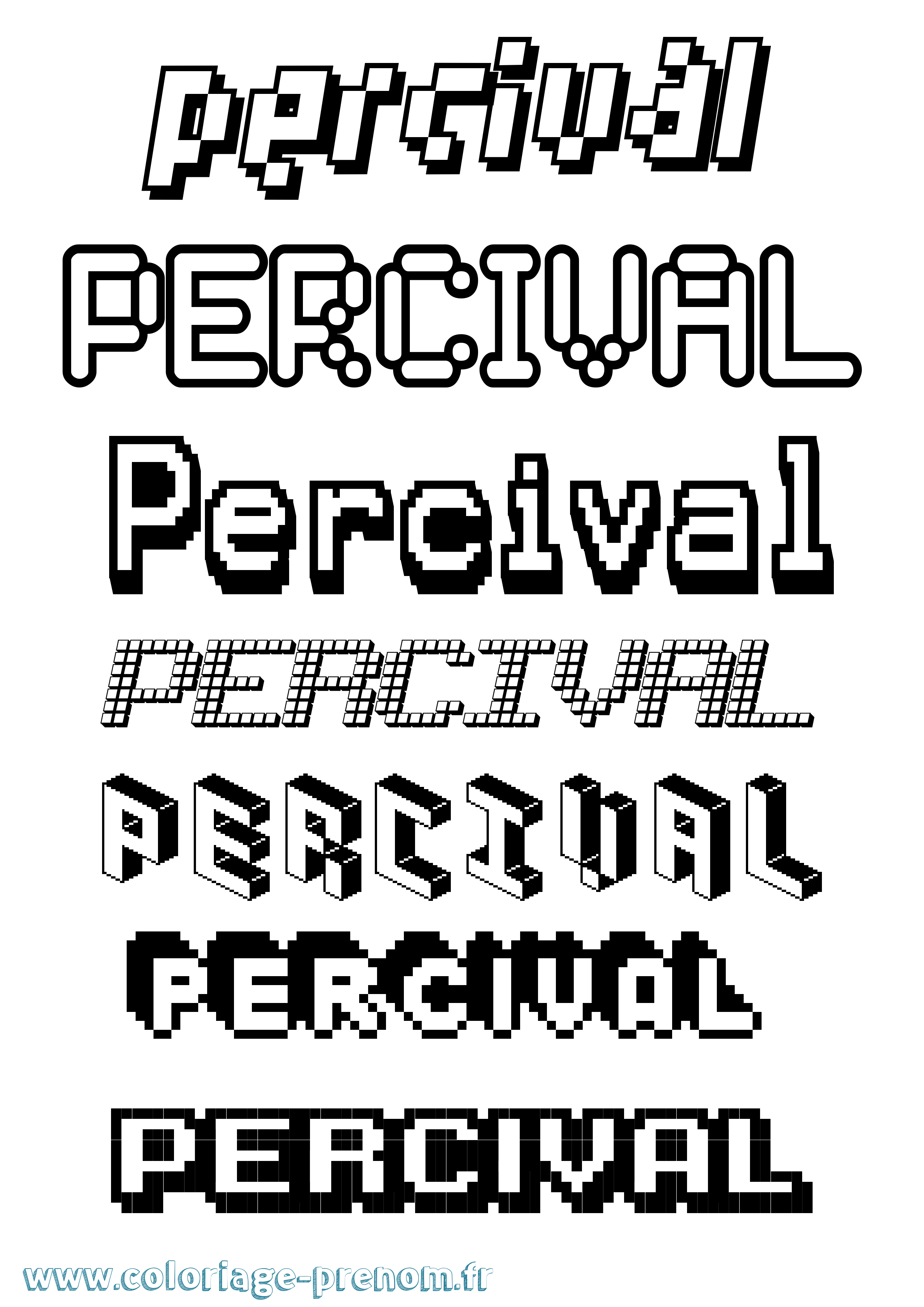 Coloriage prénom Percival Pixel