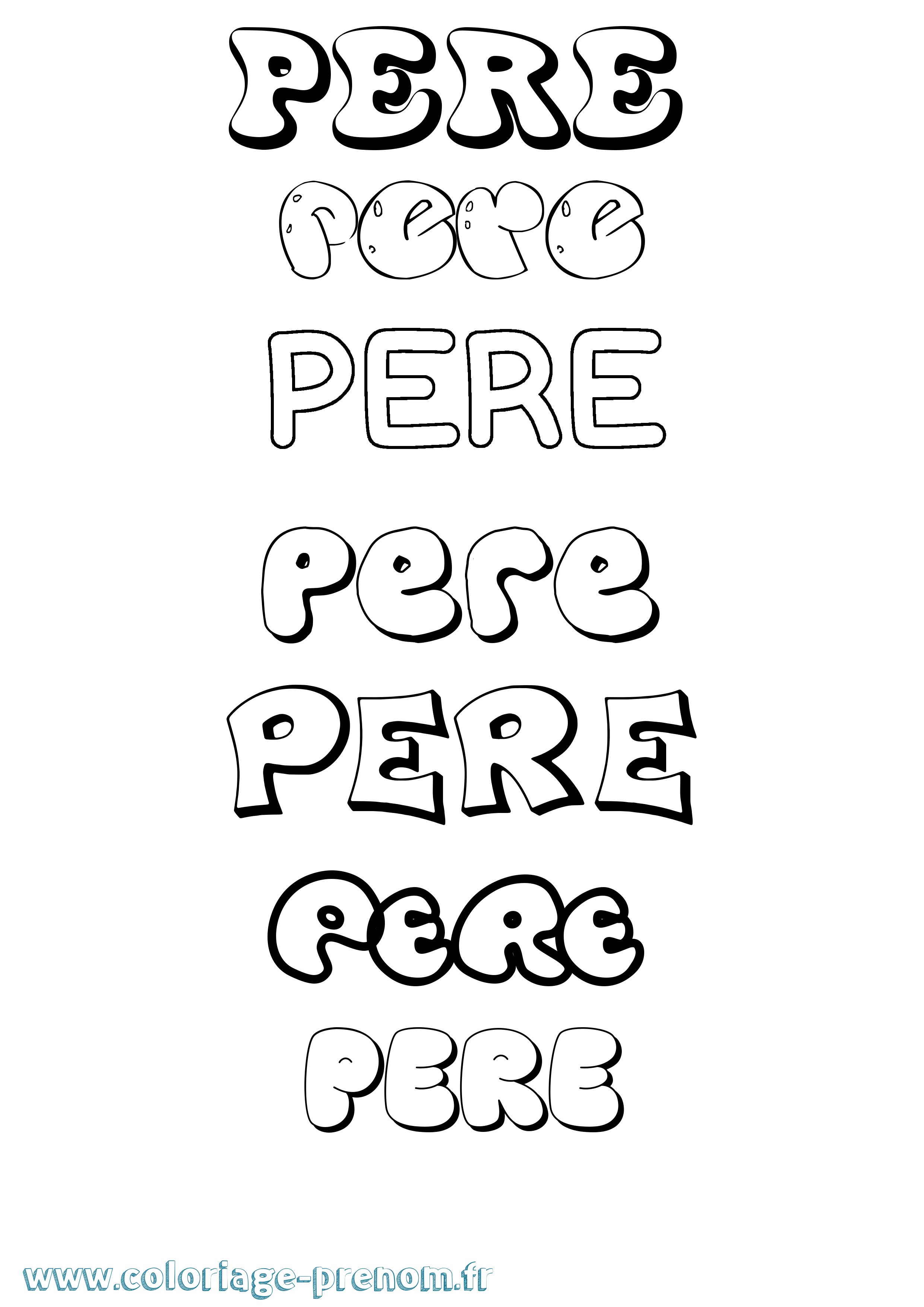Coloriage prénom Pere Bubble