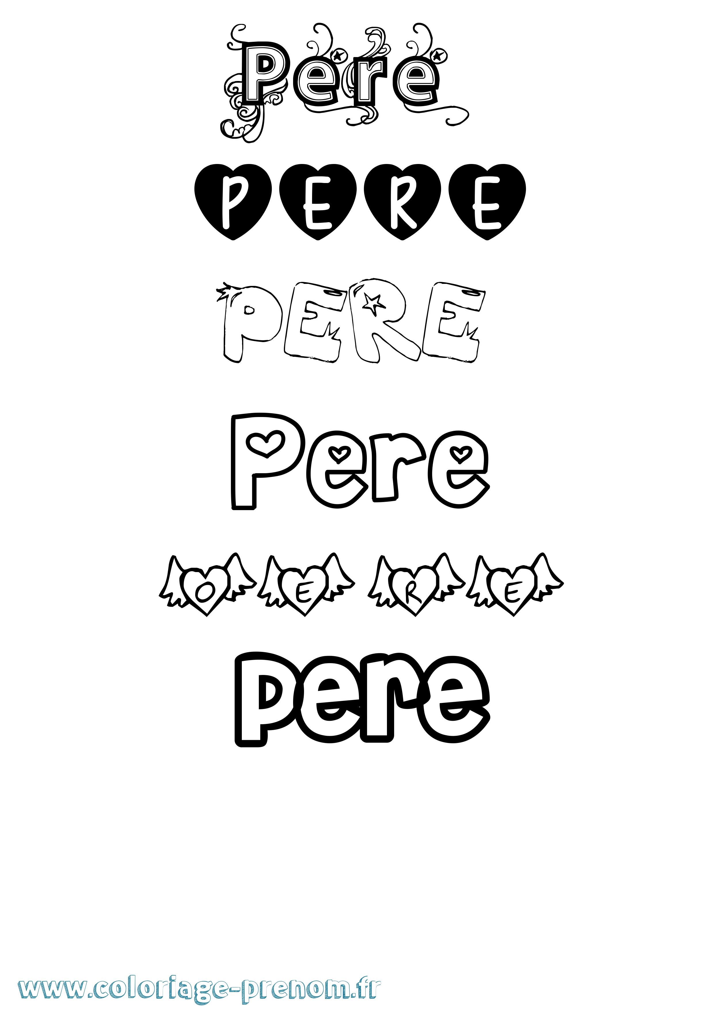 Coloriage prénom Pere Girly