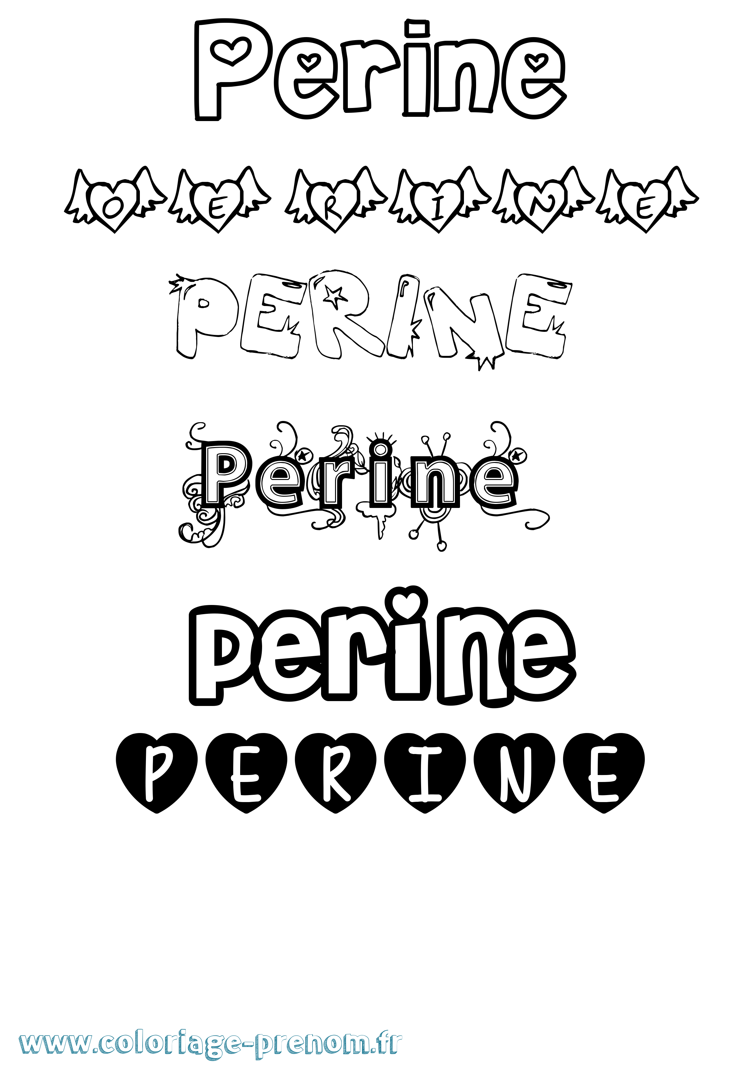 Coloriage prénom Perine Girly