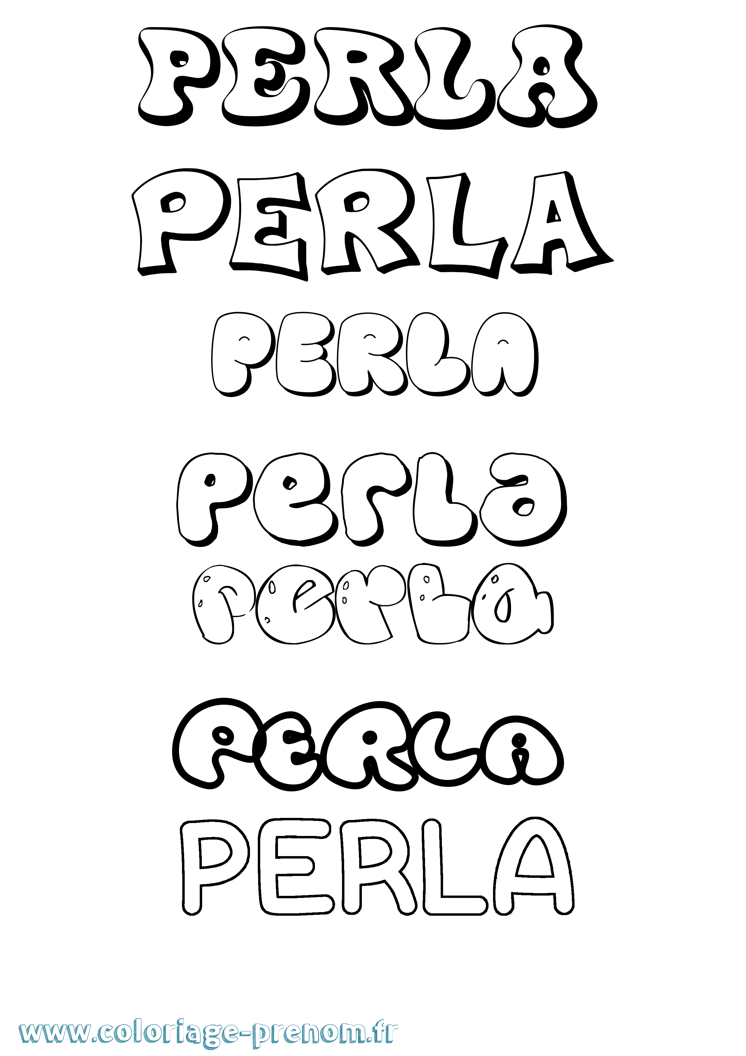 Coloriage Perla Bubble Coloriage prénom Perla Bubble