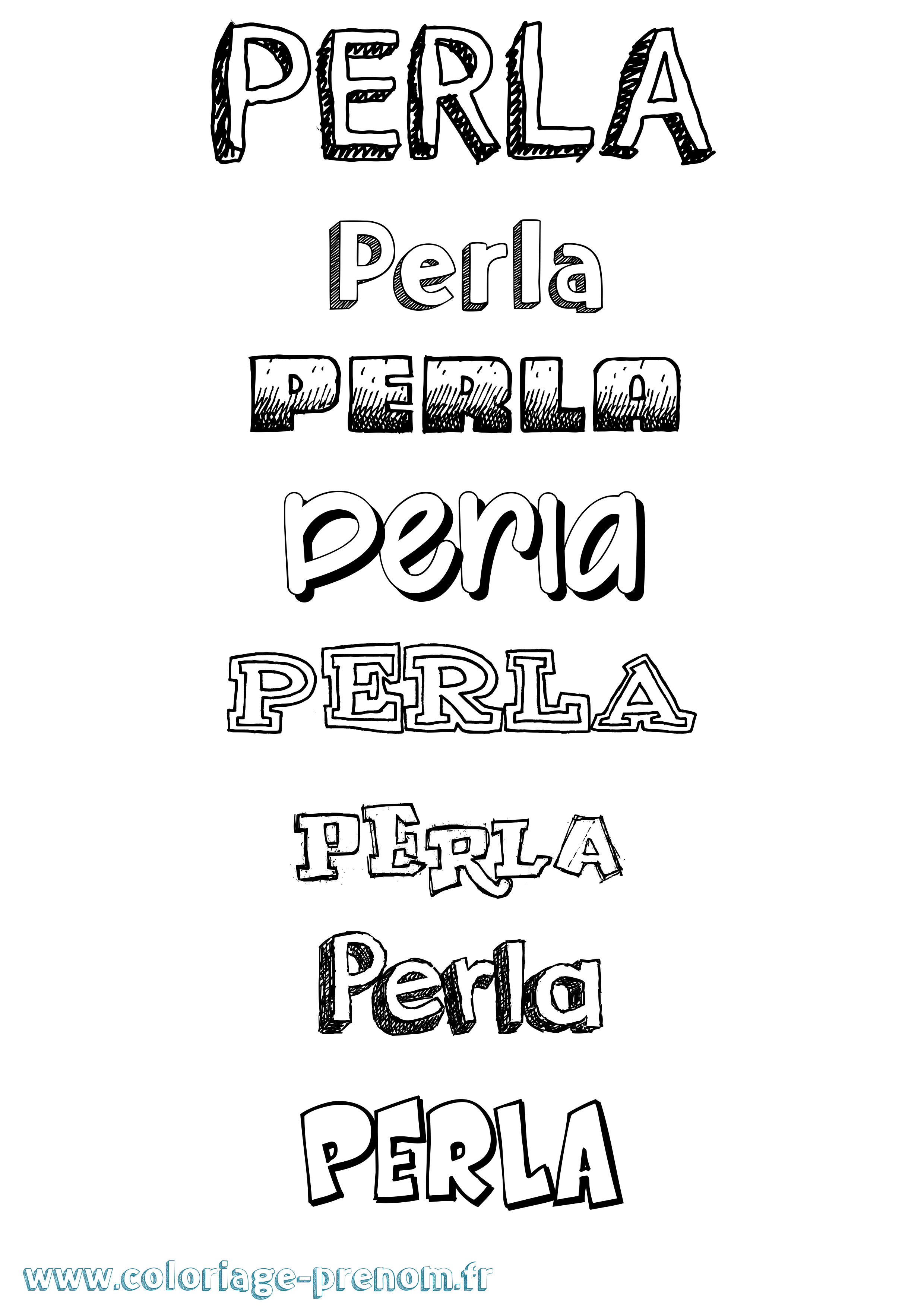 Coloriage Perla Dessiné Coloriage prénom Perla Dessiné