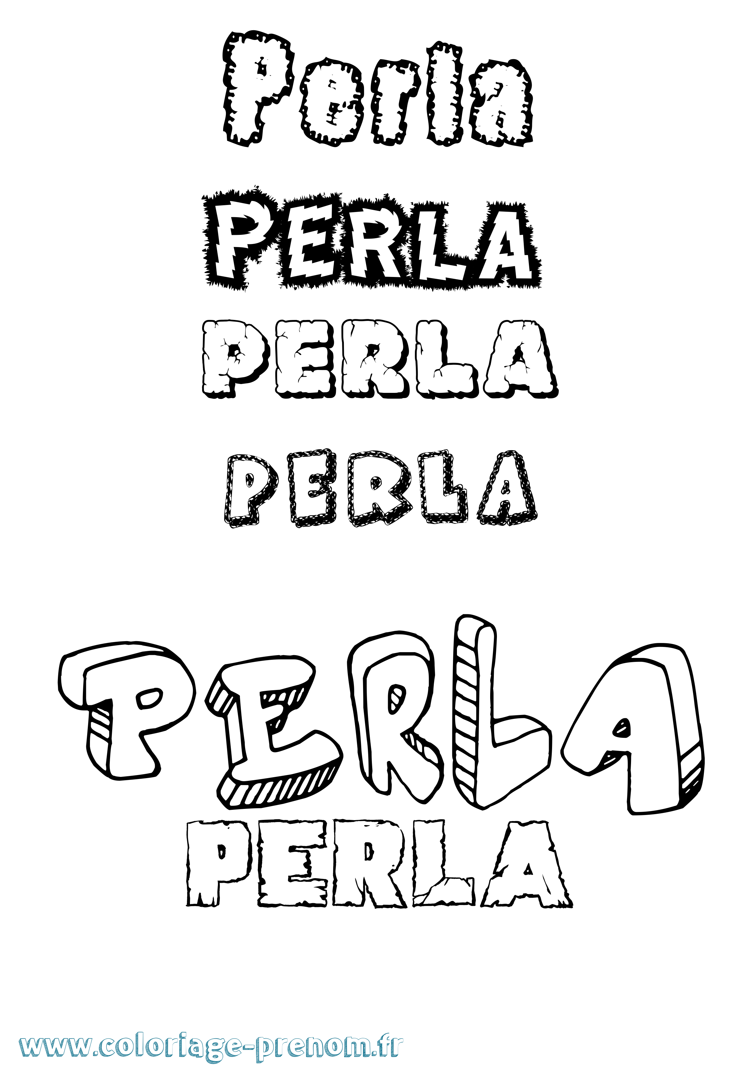 Coloriage Perla Destructuré Coloriage prénom Perla Destructuré