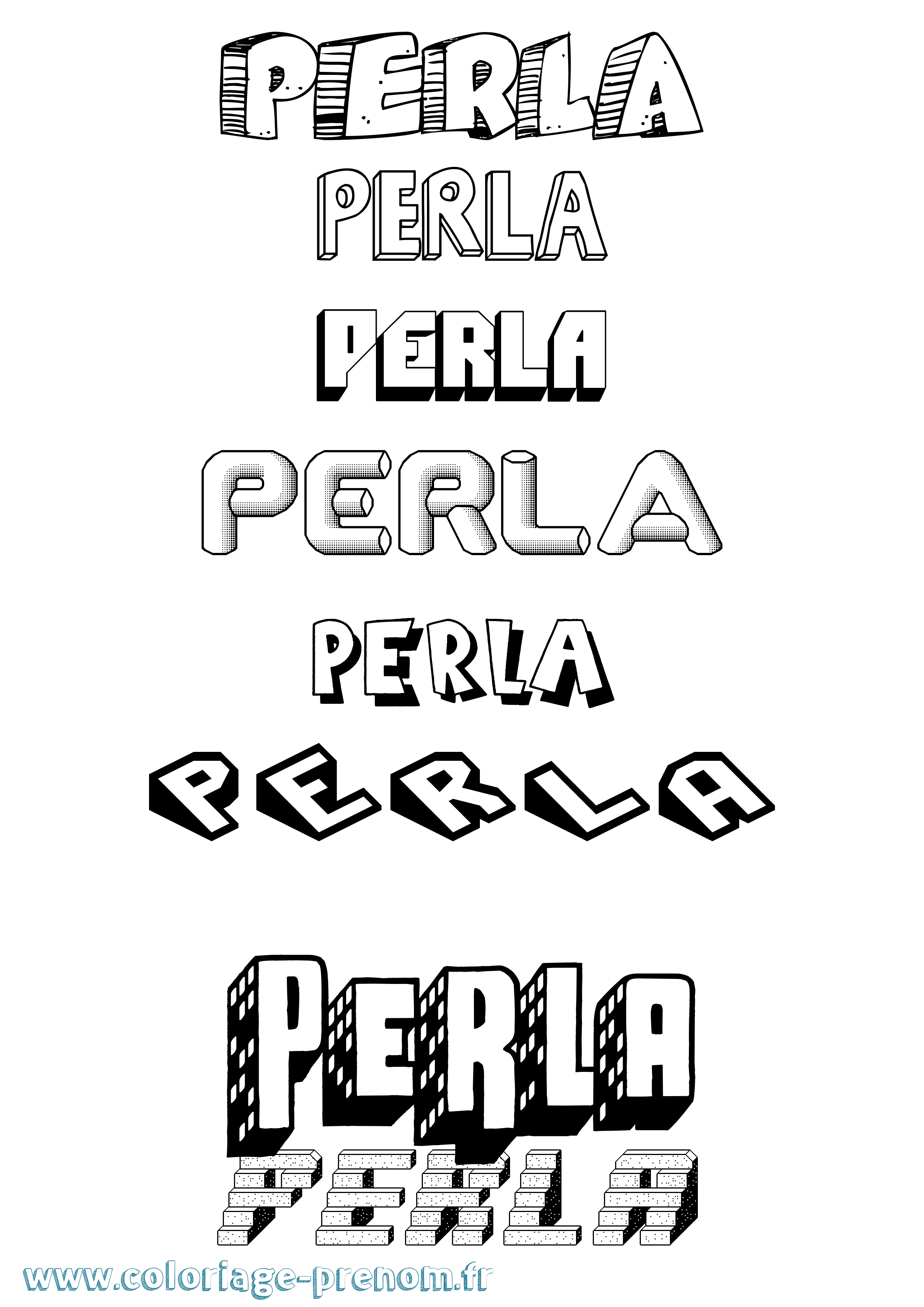 Coloriage Perla Effet 3D Coloriage prénom Perla Effet 3D