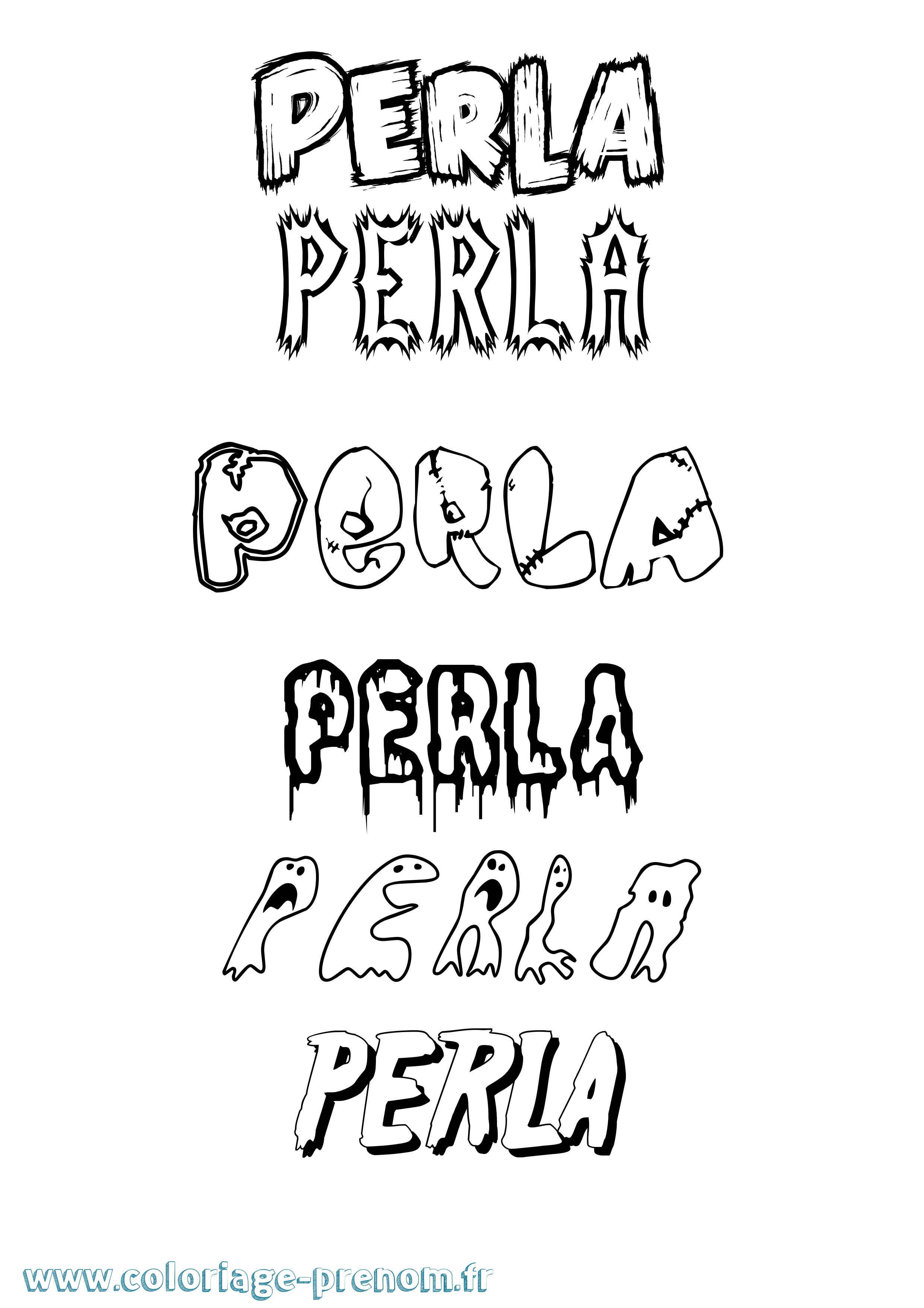 Coloriage Perla Frisson Coloriage prénom Perla Frisson