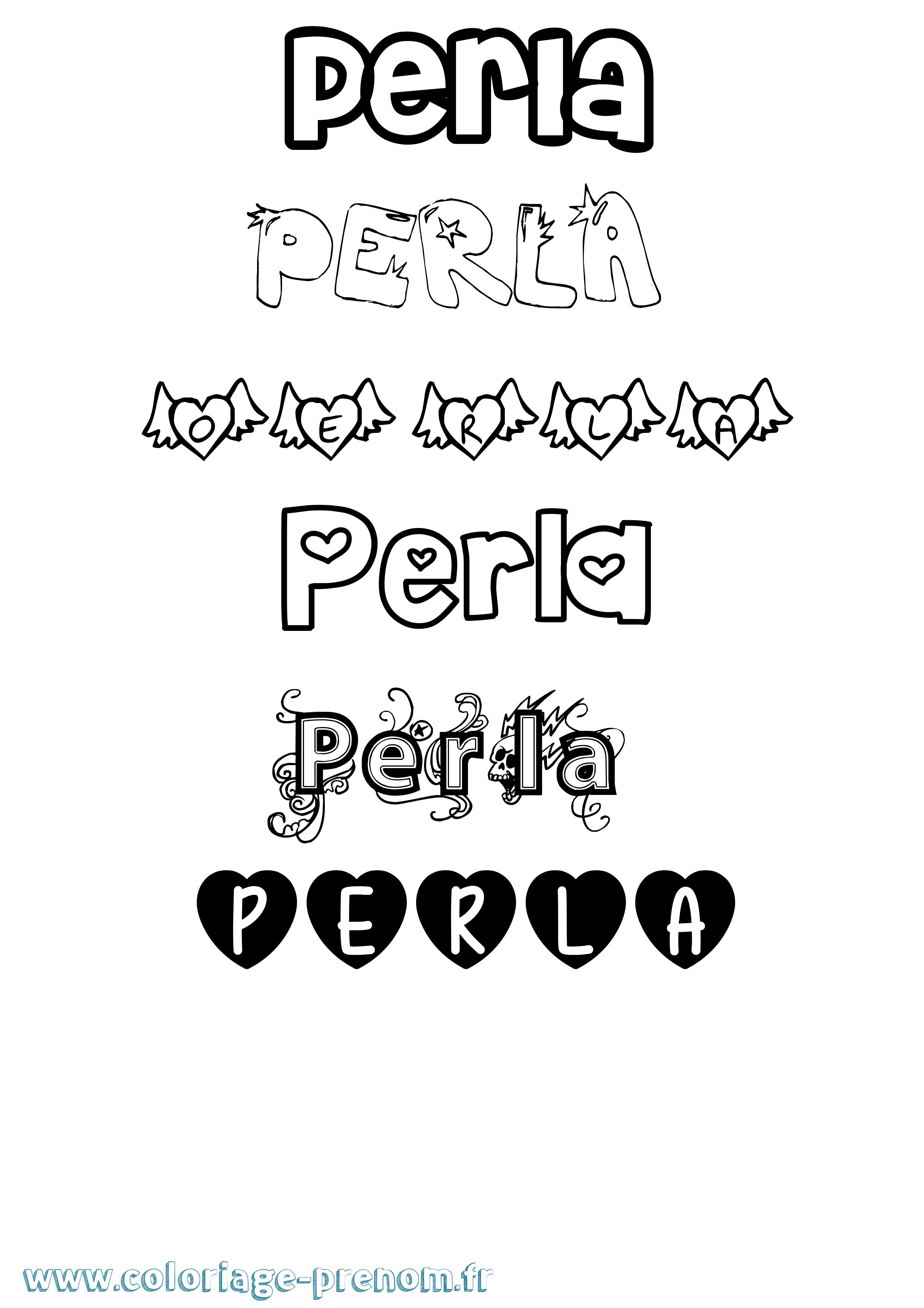 Coloriage Perla Girly Coloriage prénom Perla Girly