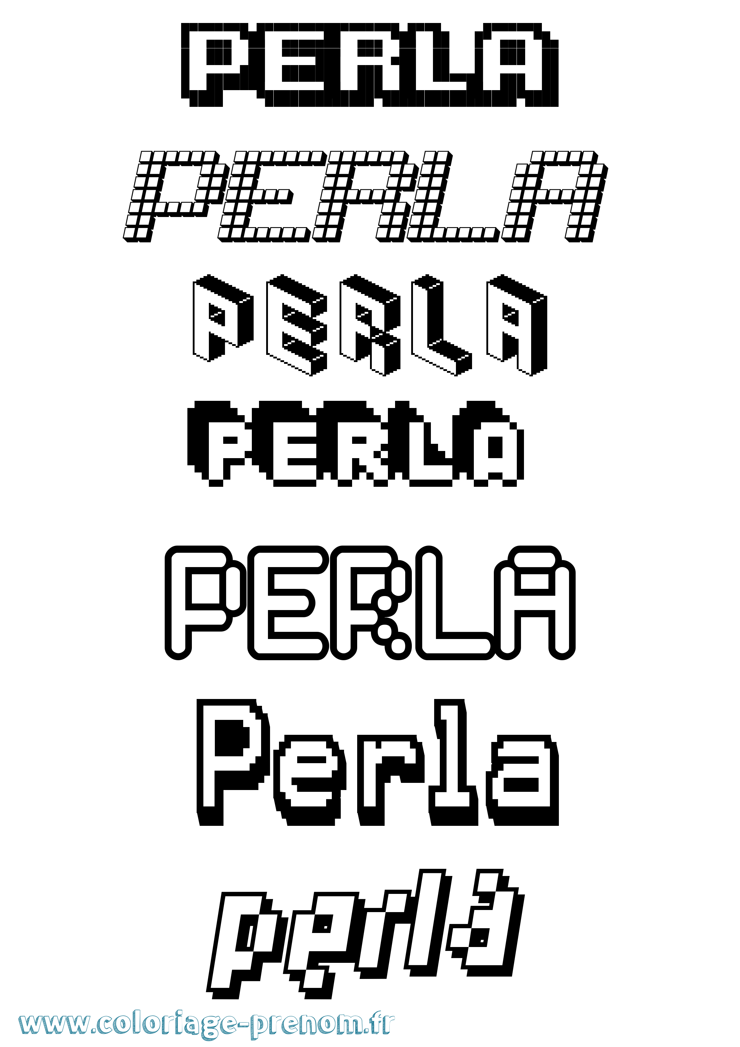 Coloriage Perla Pixel Coloriage prénom Perla Pixel